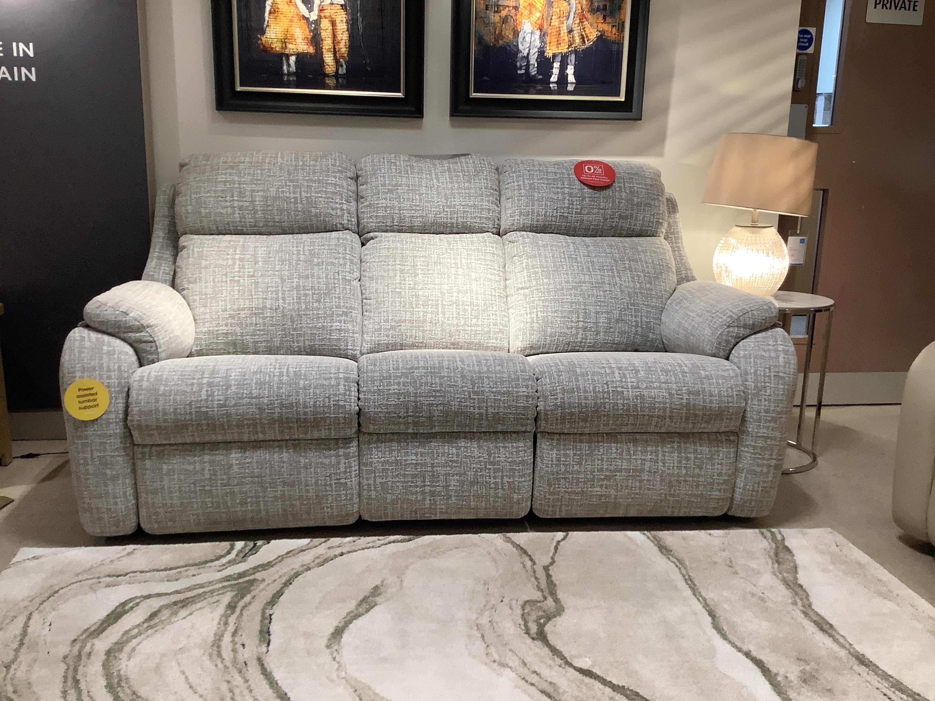 Kingsbury 3 Seater power recliner with Armchair with power recliner and headrest plus Storage Footstool in  on Furniture Village