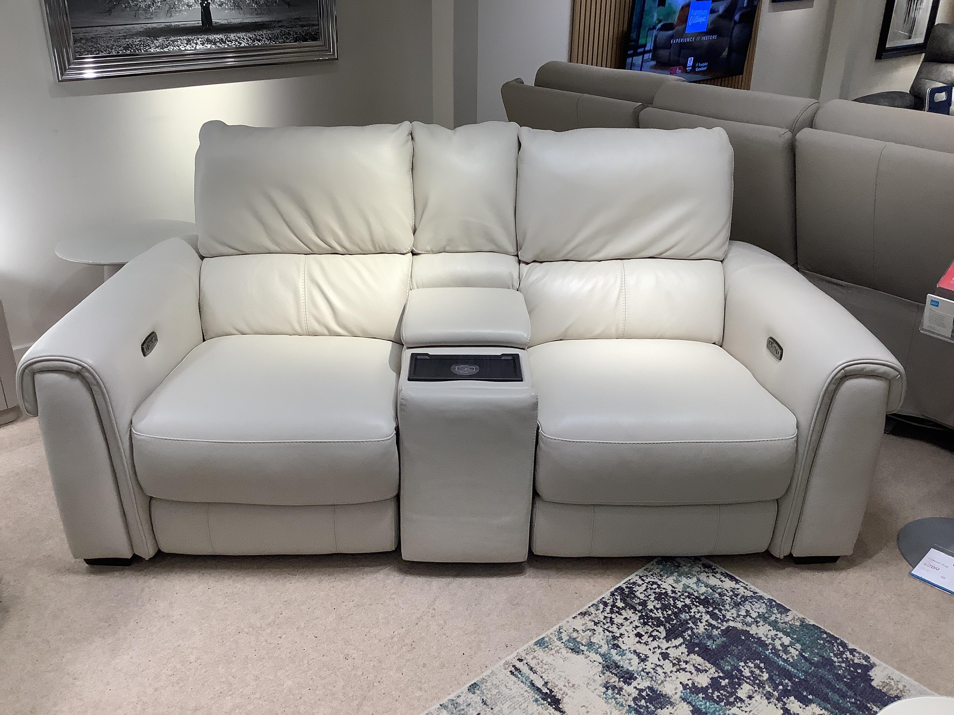 Nixon 2 Seater power recliner with Power Cup Holder Console and Storage Footstool in  on Furniture Village