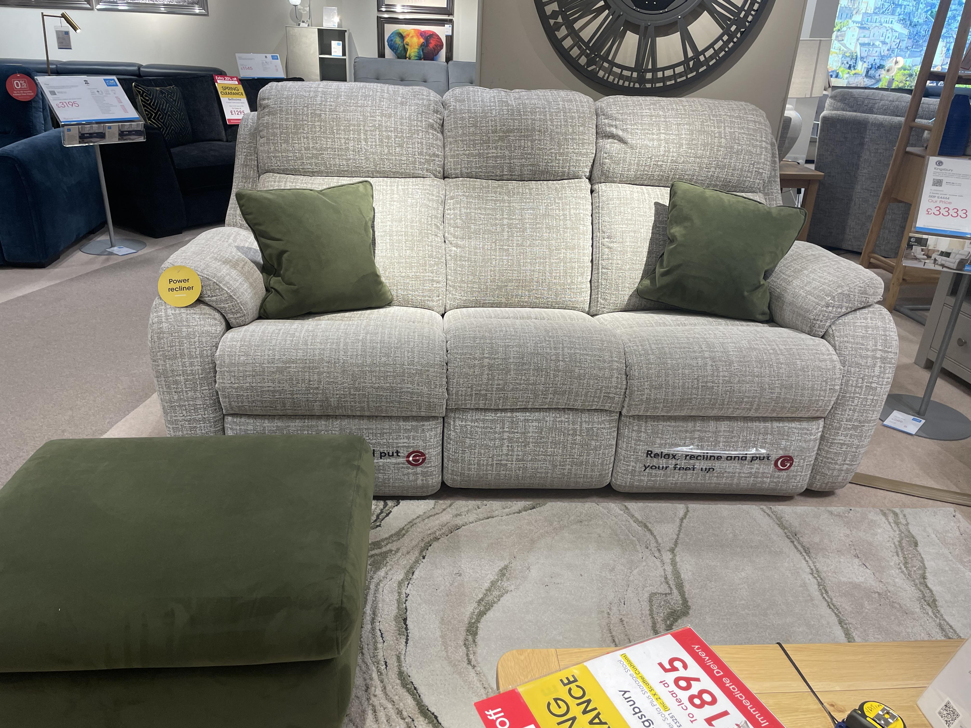 Kingsbury 3 Seater Power sofa & stool in  on Furniture Village