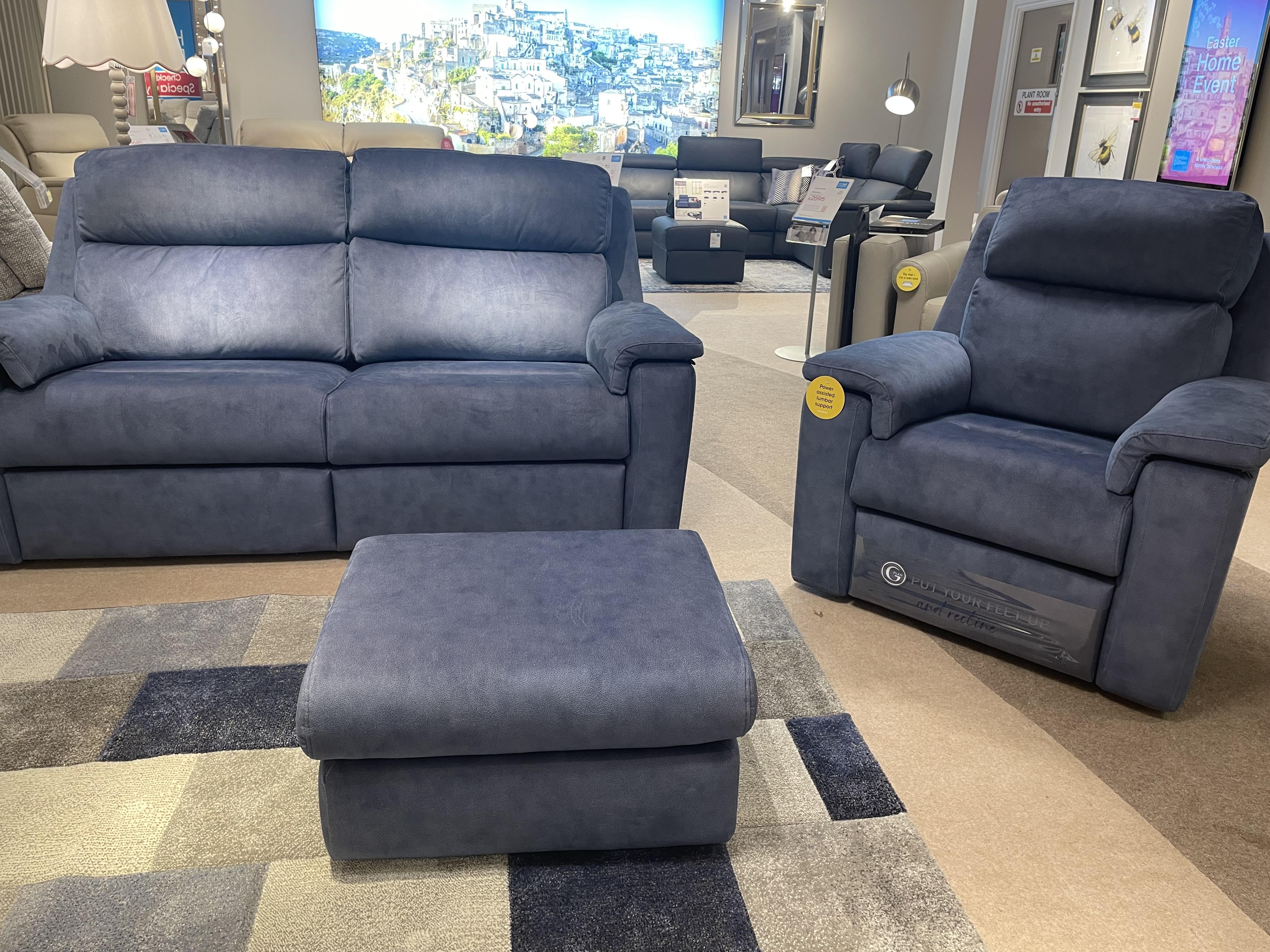 Thornbury 3 Seater power recliner & powerchair with power lumbar & recl & stool in  on Furniture Village