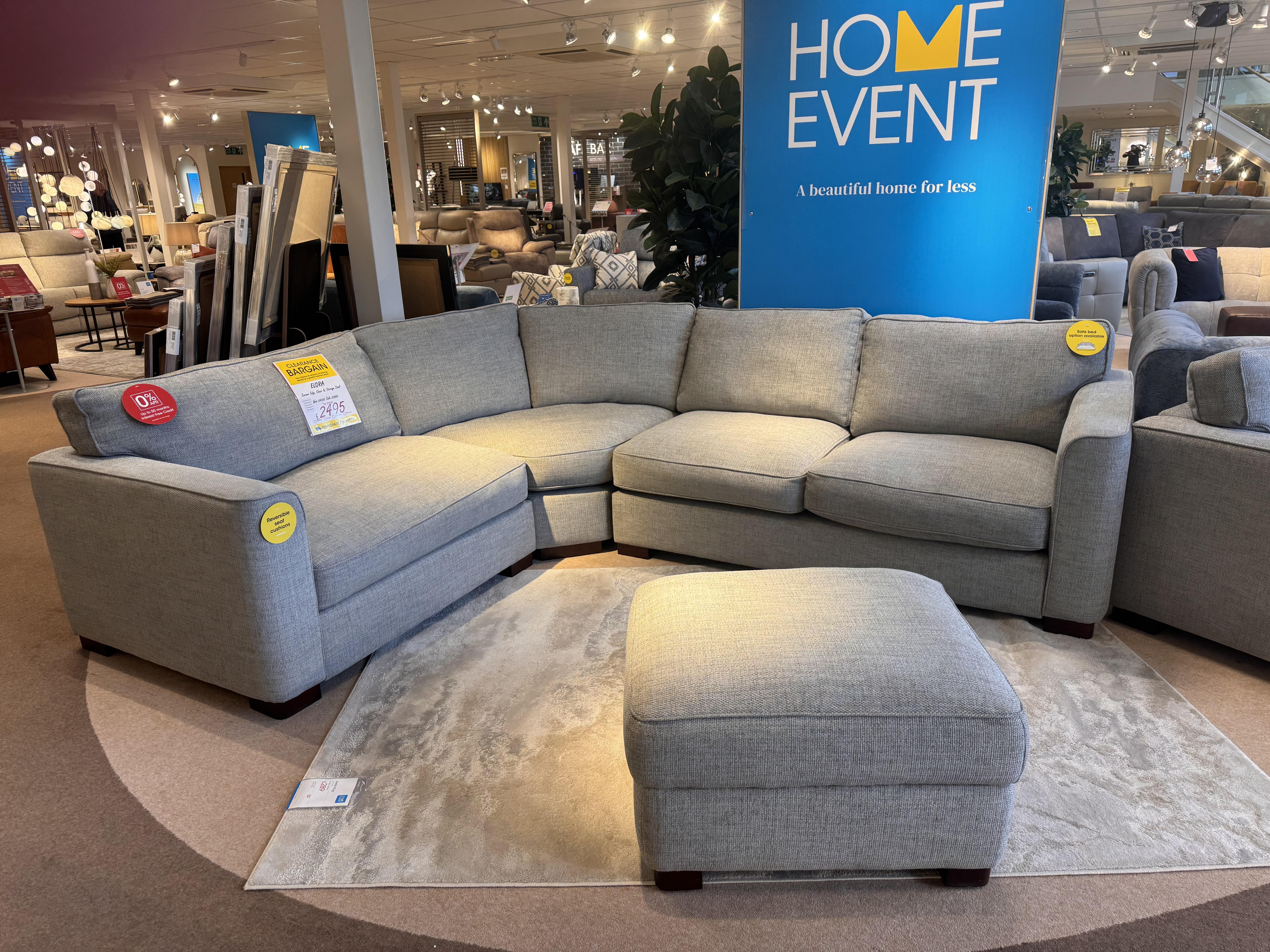 ELORA Corner Sofa, Chair + Footstool in  on Furniture Village