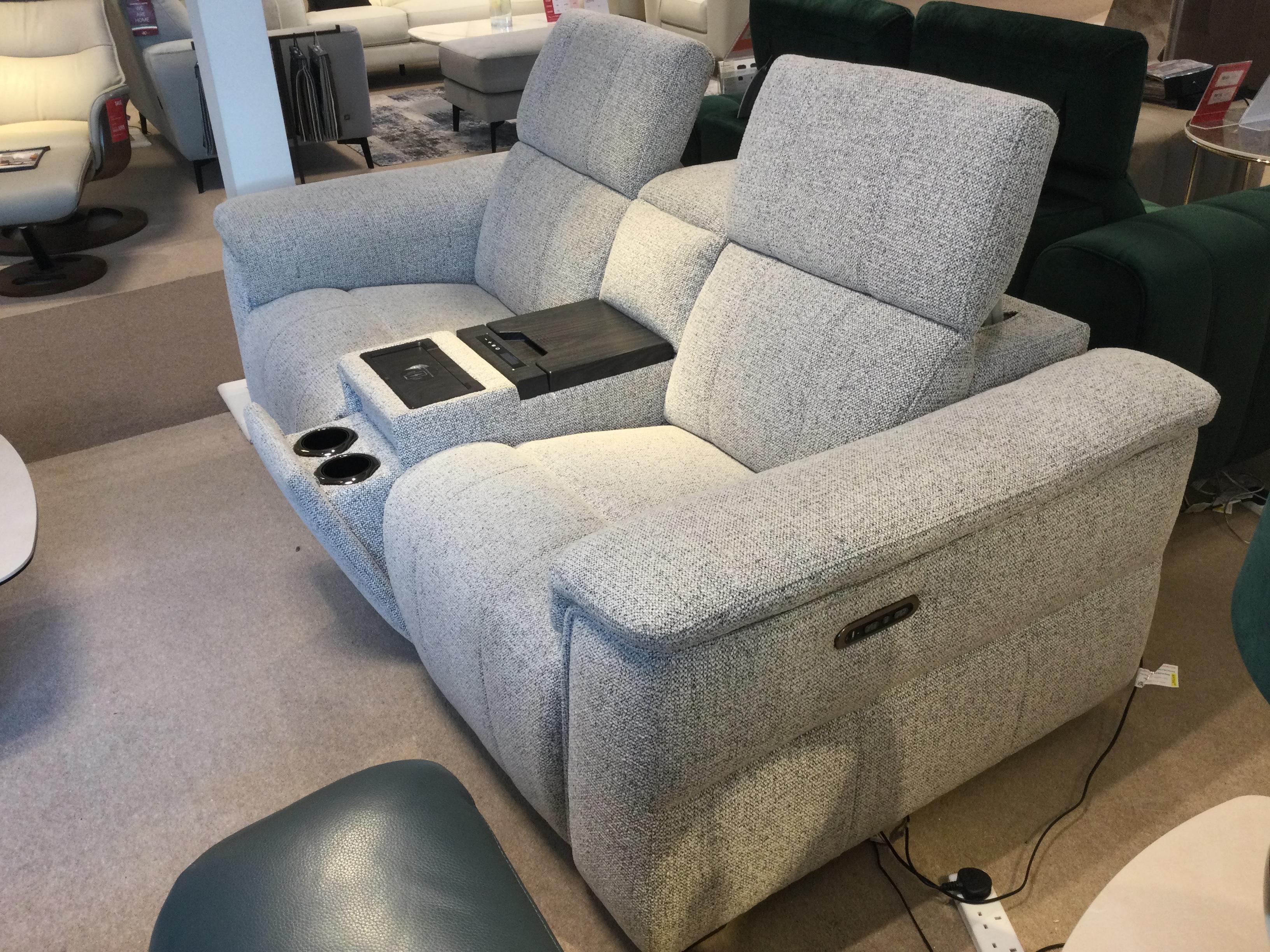 INCA 2 seater Power with Power Headrest with Fridge console in  on Furniture Village