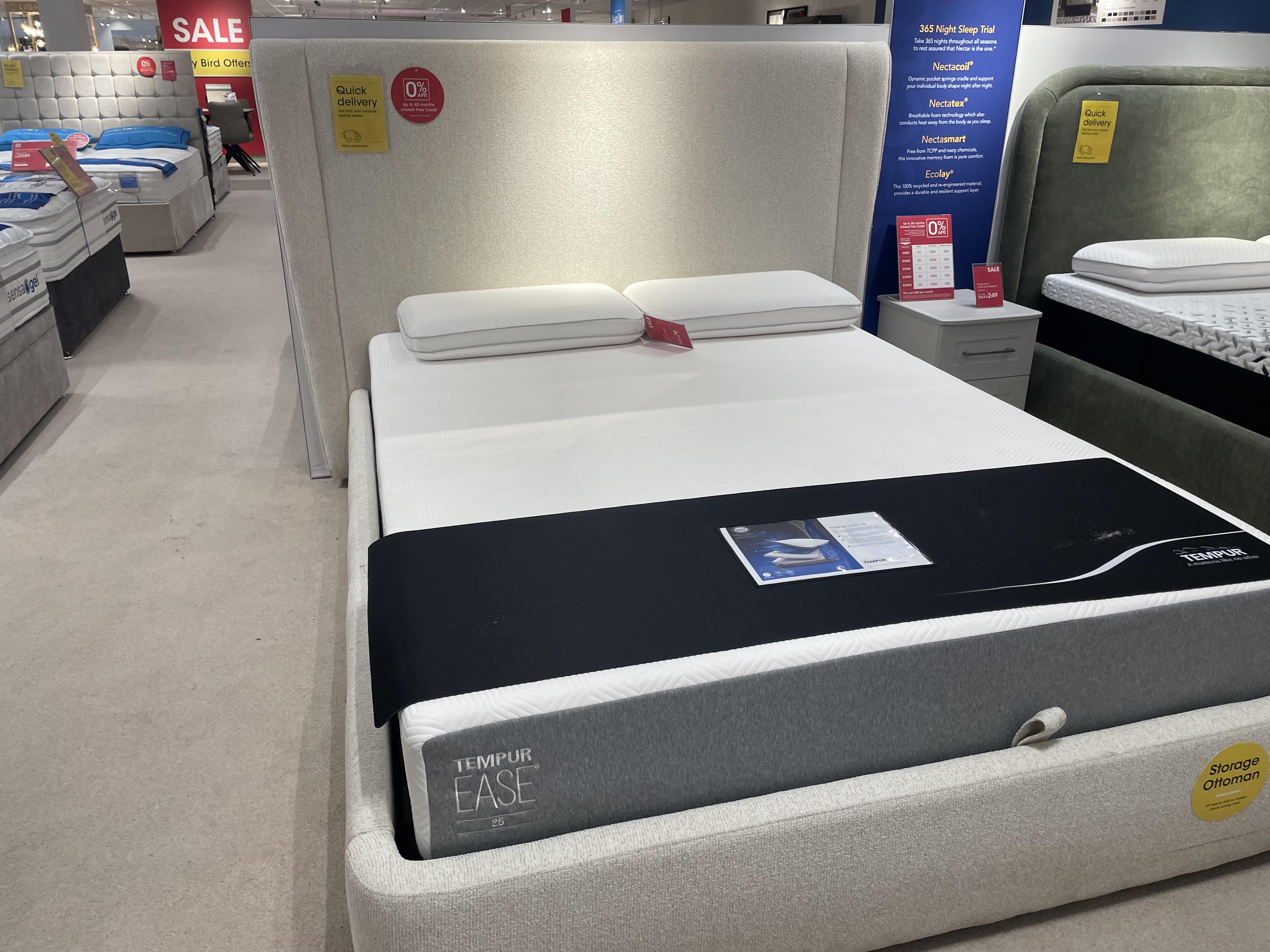 Dior King size ottoman & Tempur Ease 25 cm mattress in  on Furniture Village