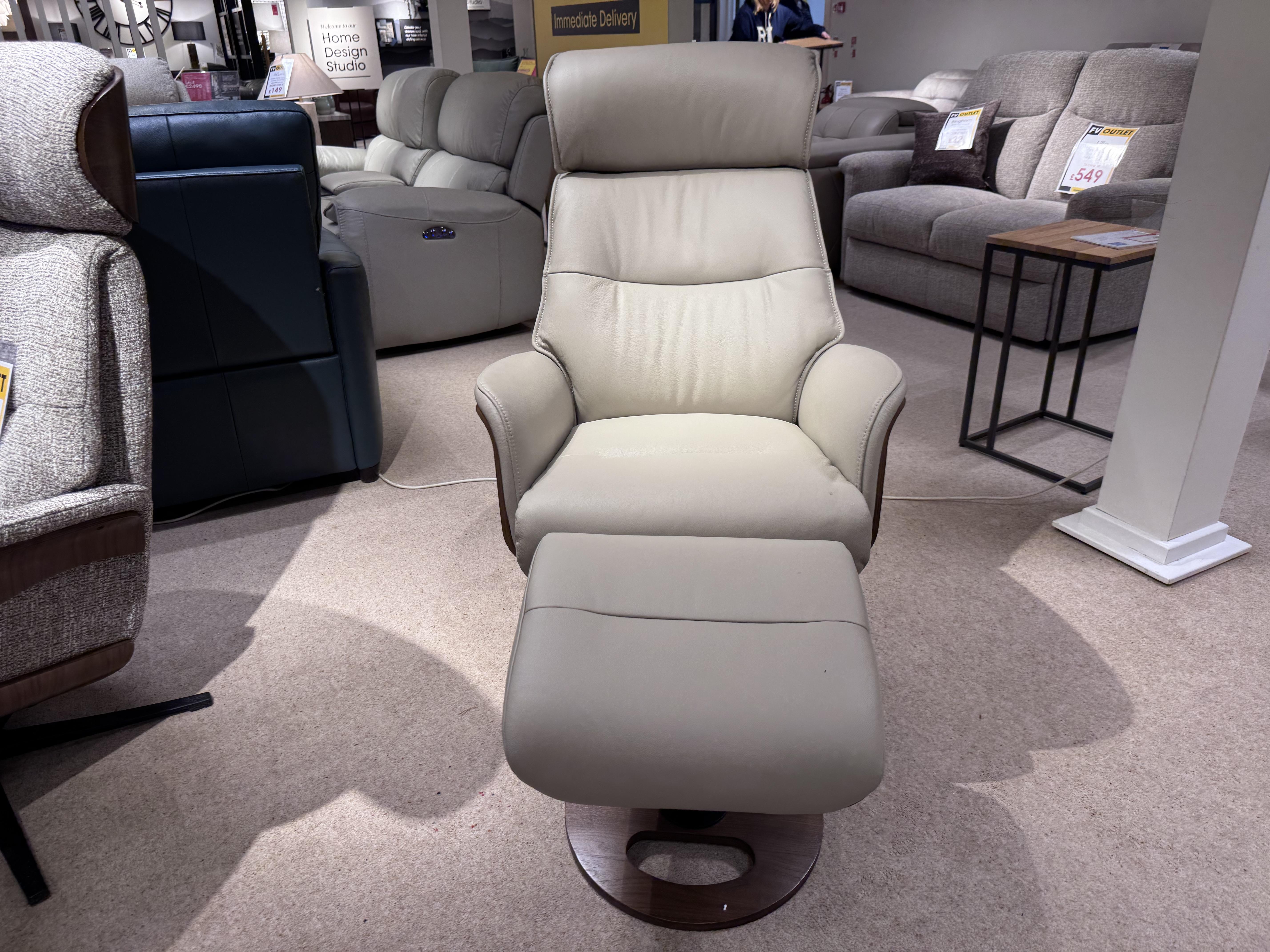 Tallinn Recliner Chair & Footstool in  on Furniture Village