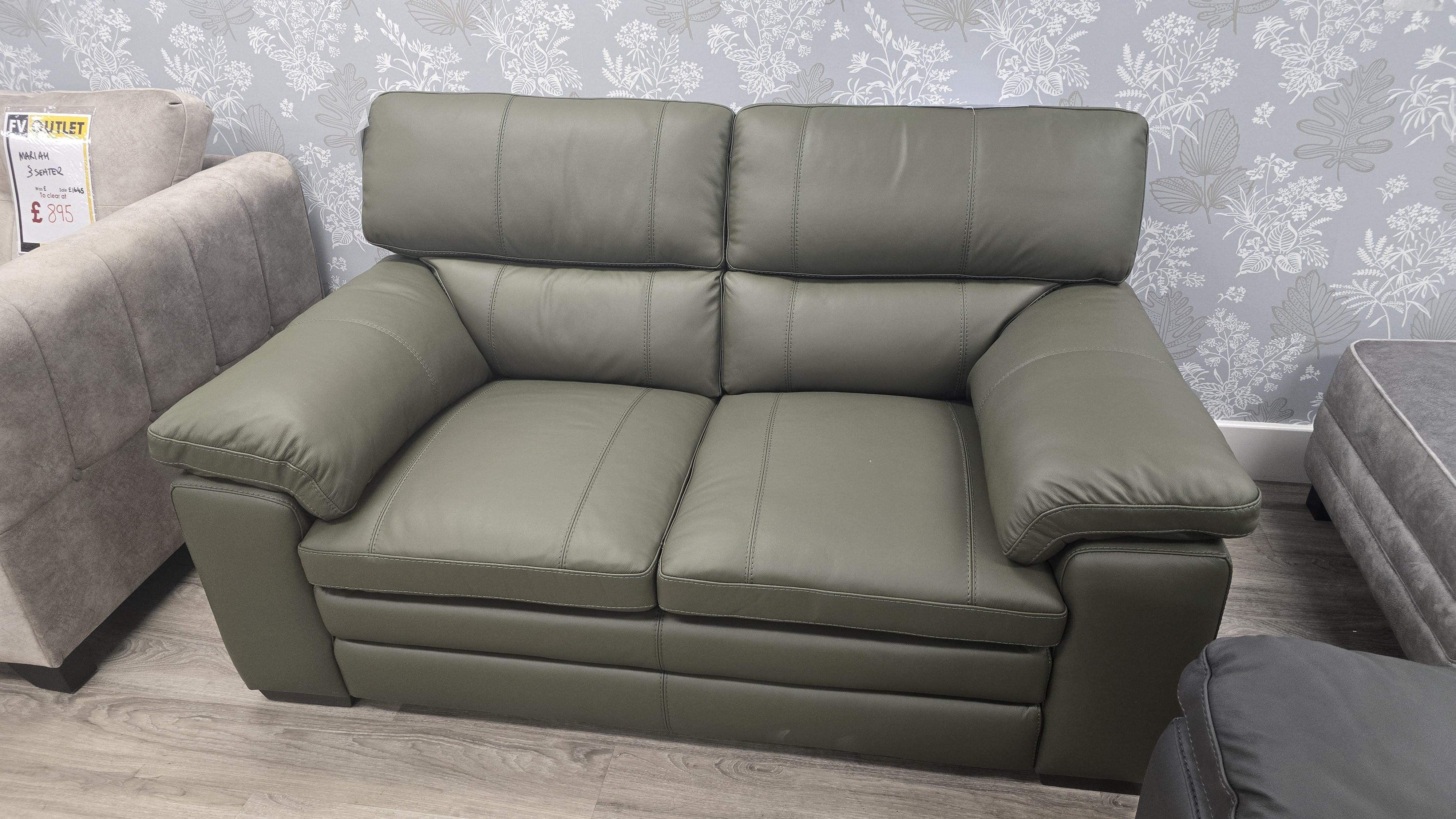 Cozee Green 2 seater leather sofa in  on Furniture Village