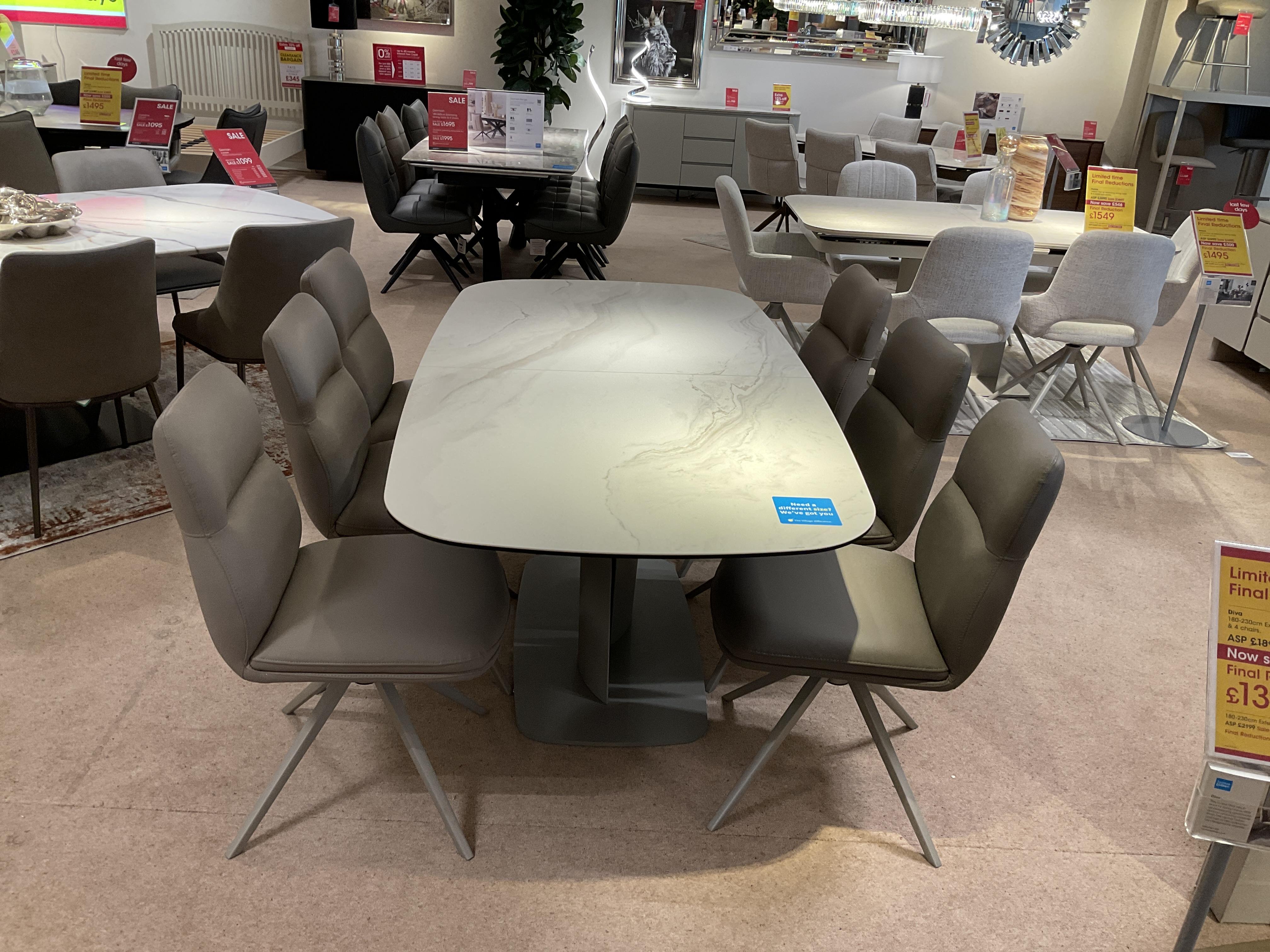 DIVA DINING TABLE 180cm and 6 CHAIRS in  on Furniture Village
