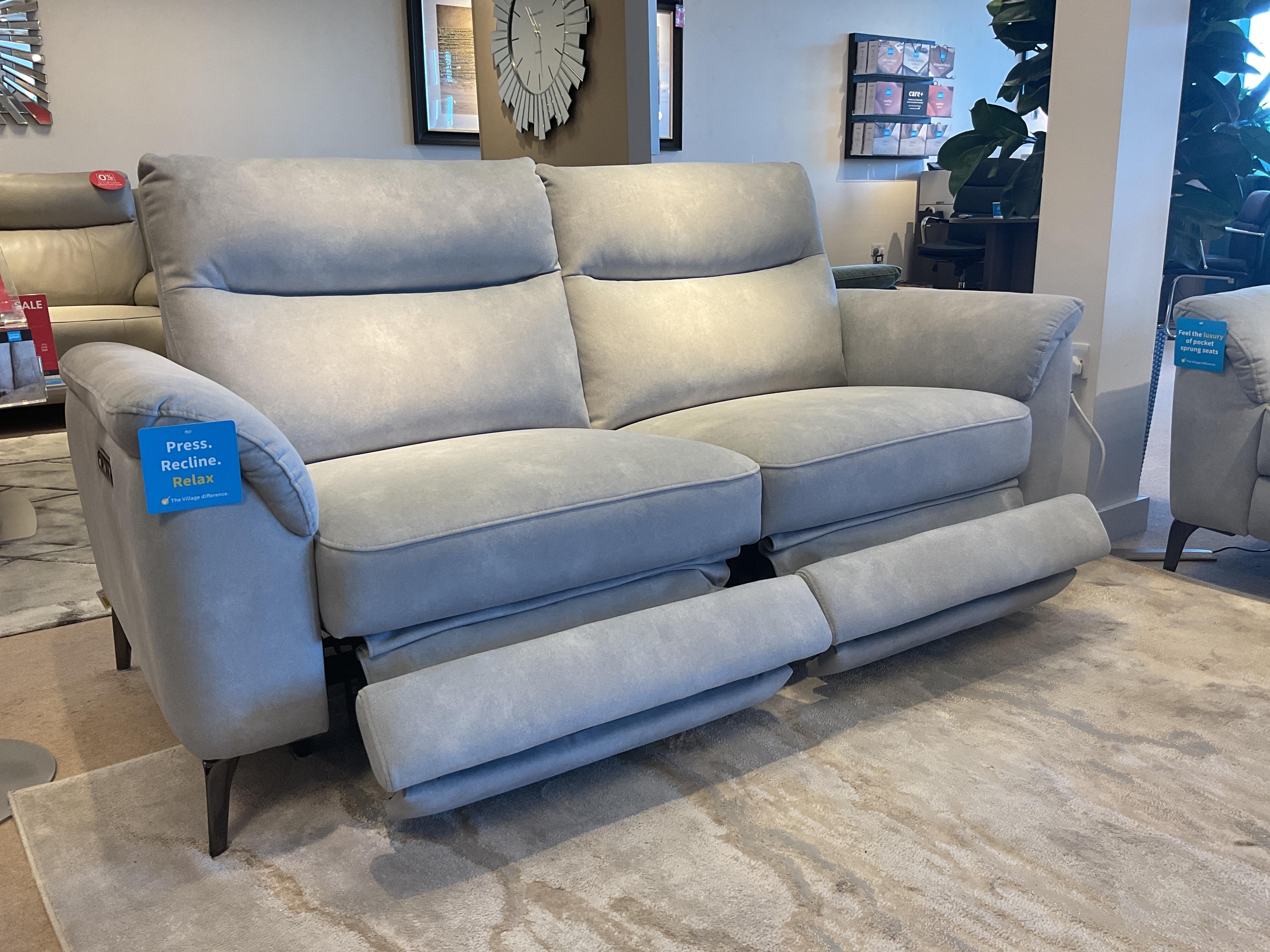 Morgan 3 Seater Power Recliner, Morgan Power Armchair in Dexter Smoke Fabric in  on Furniture Village