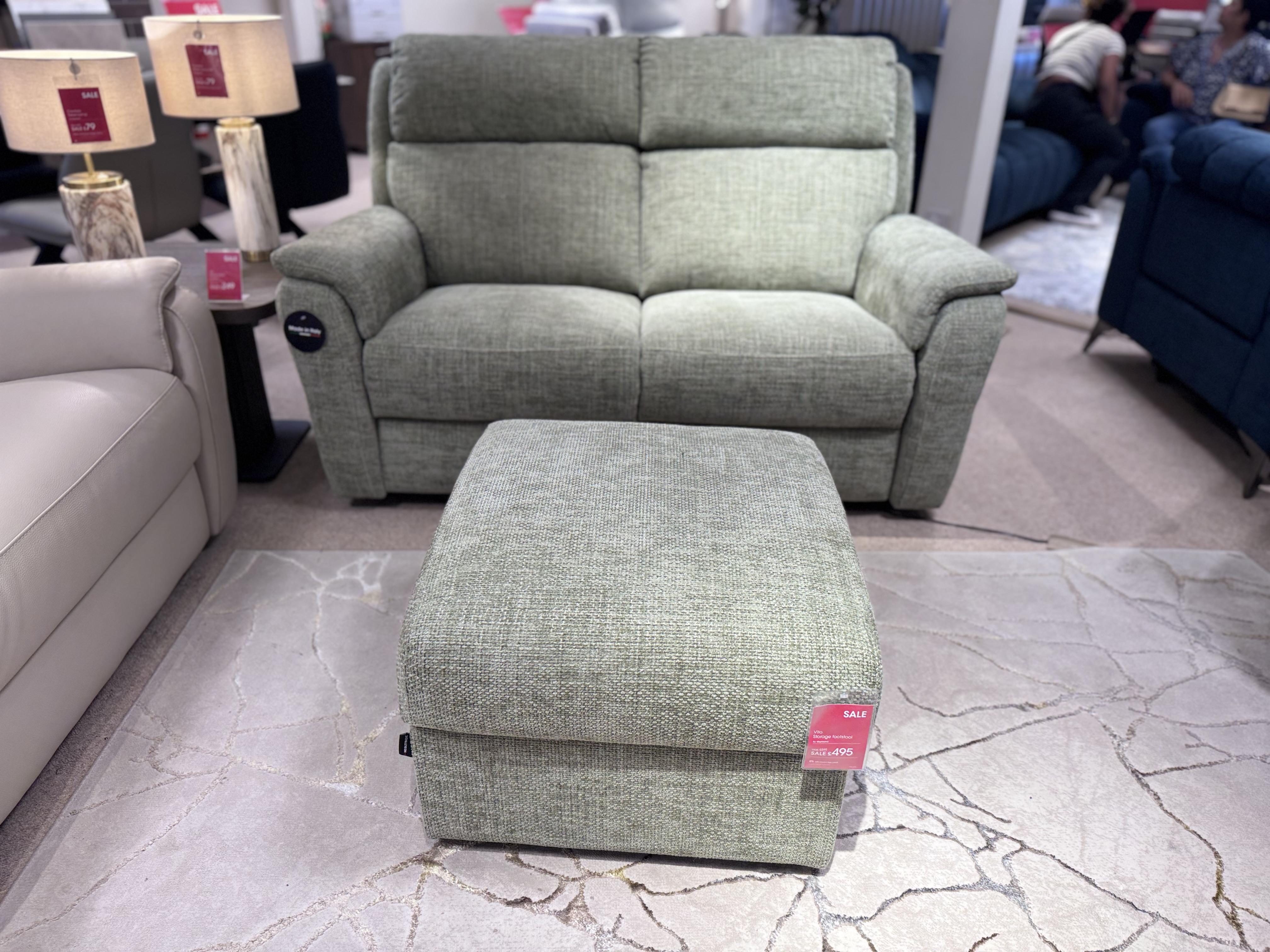 Vito 2-Seater Power Recline, Lumbar & Headrest & Storage Footstool in  on Furniture Village