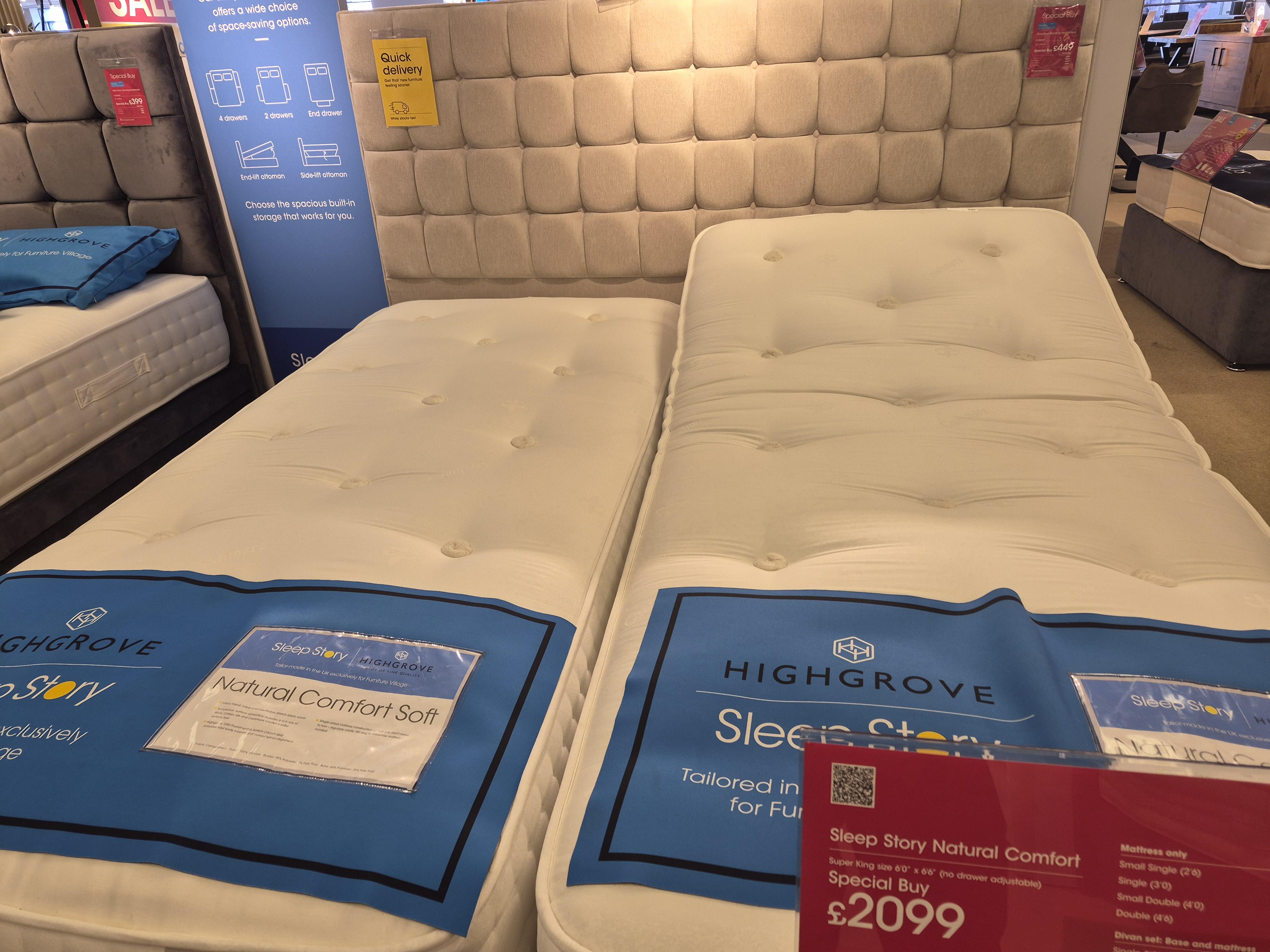 Sleep Story Natural Comfort Super King  Adjustable Bed with Headboard in  on Furniture Village