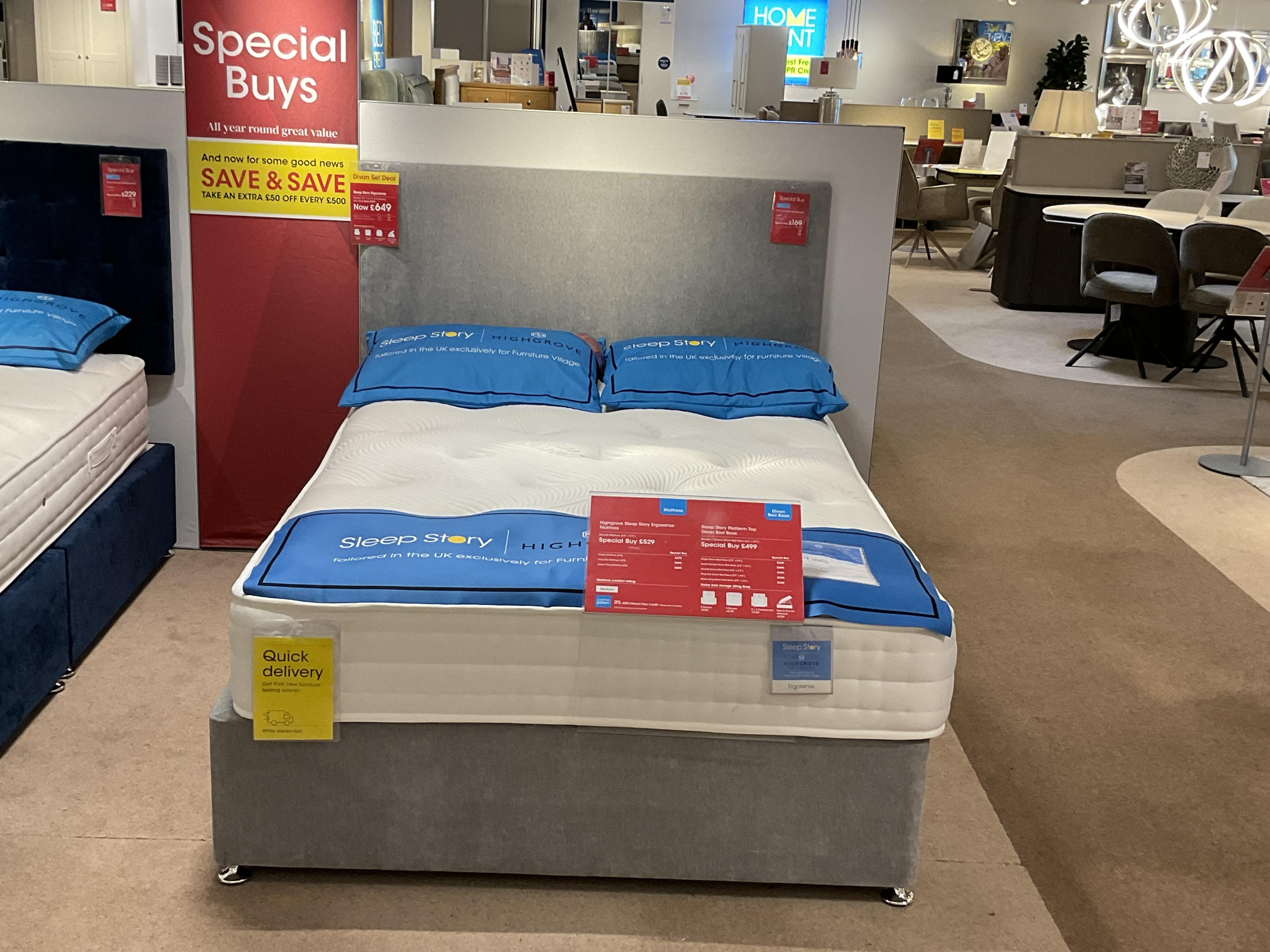 DIVAN SET WITH HEADBOARD- 4 &ldquo;6&rdquo; DOUBLE SIZE WITH TWO DRAWERS in  on Furniture Village