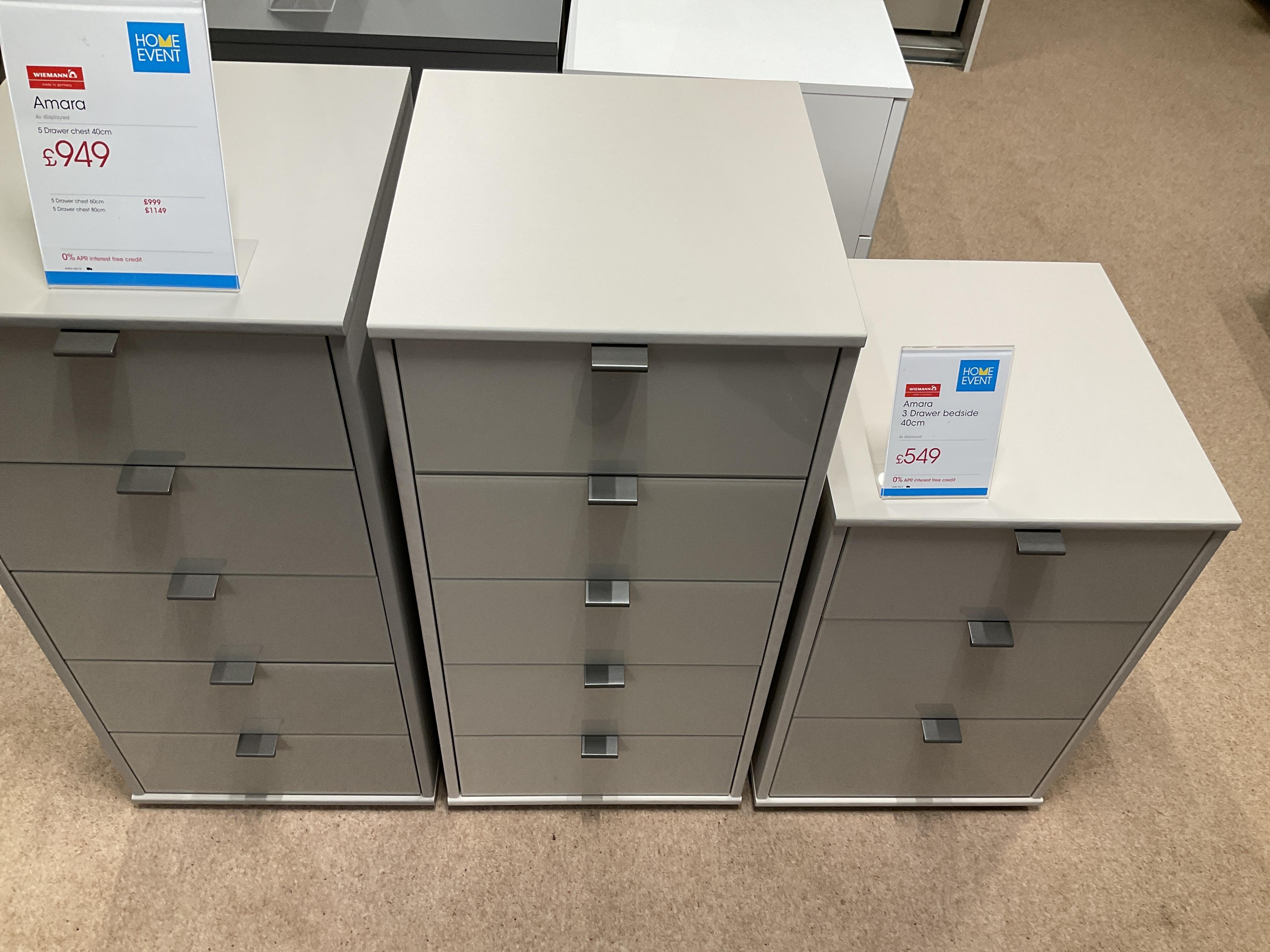 AMARA 5 DRAWER 40CM CHEST CHAMPAGNE COLOUR in  on Furniture Village
