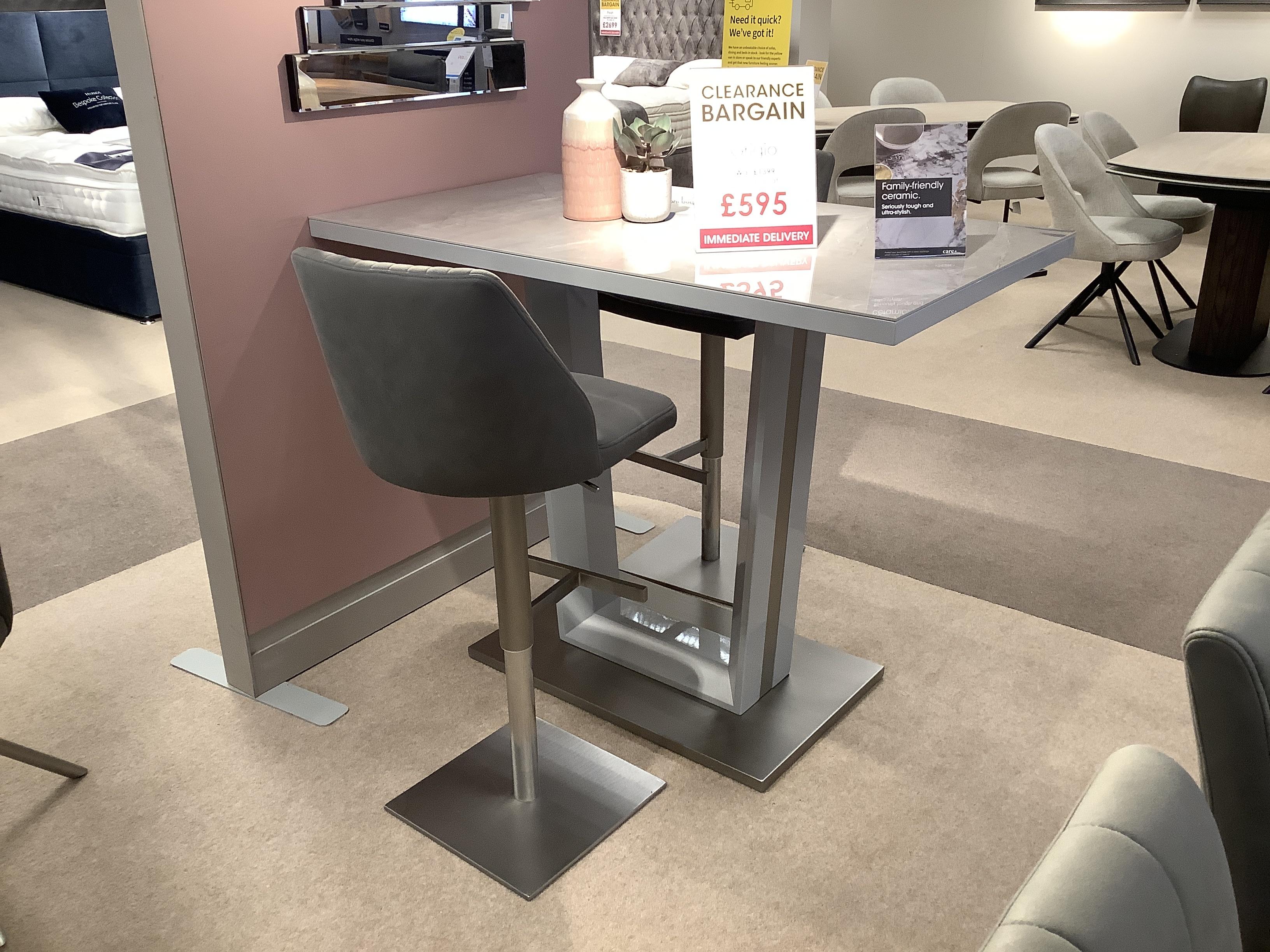 Grigio Bar Table + 2 Swivel Stools in  on Furniture Village