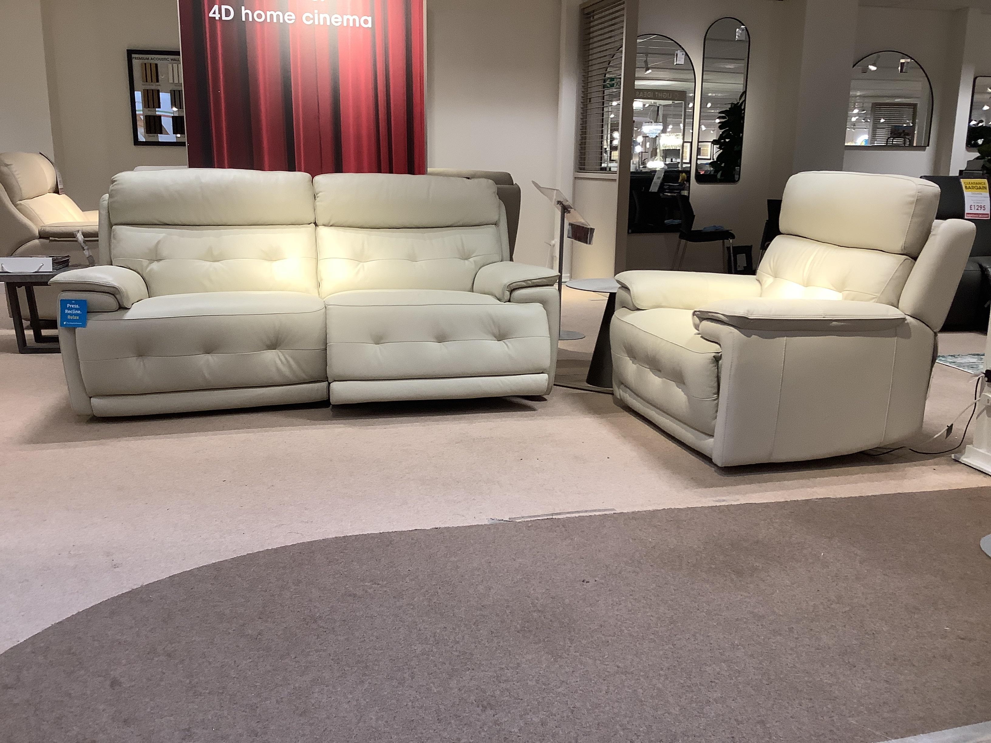 Brescia 3 Seater Power & Power Chair Power Headrest in  on Furniture Village