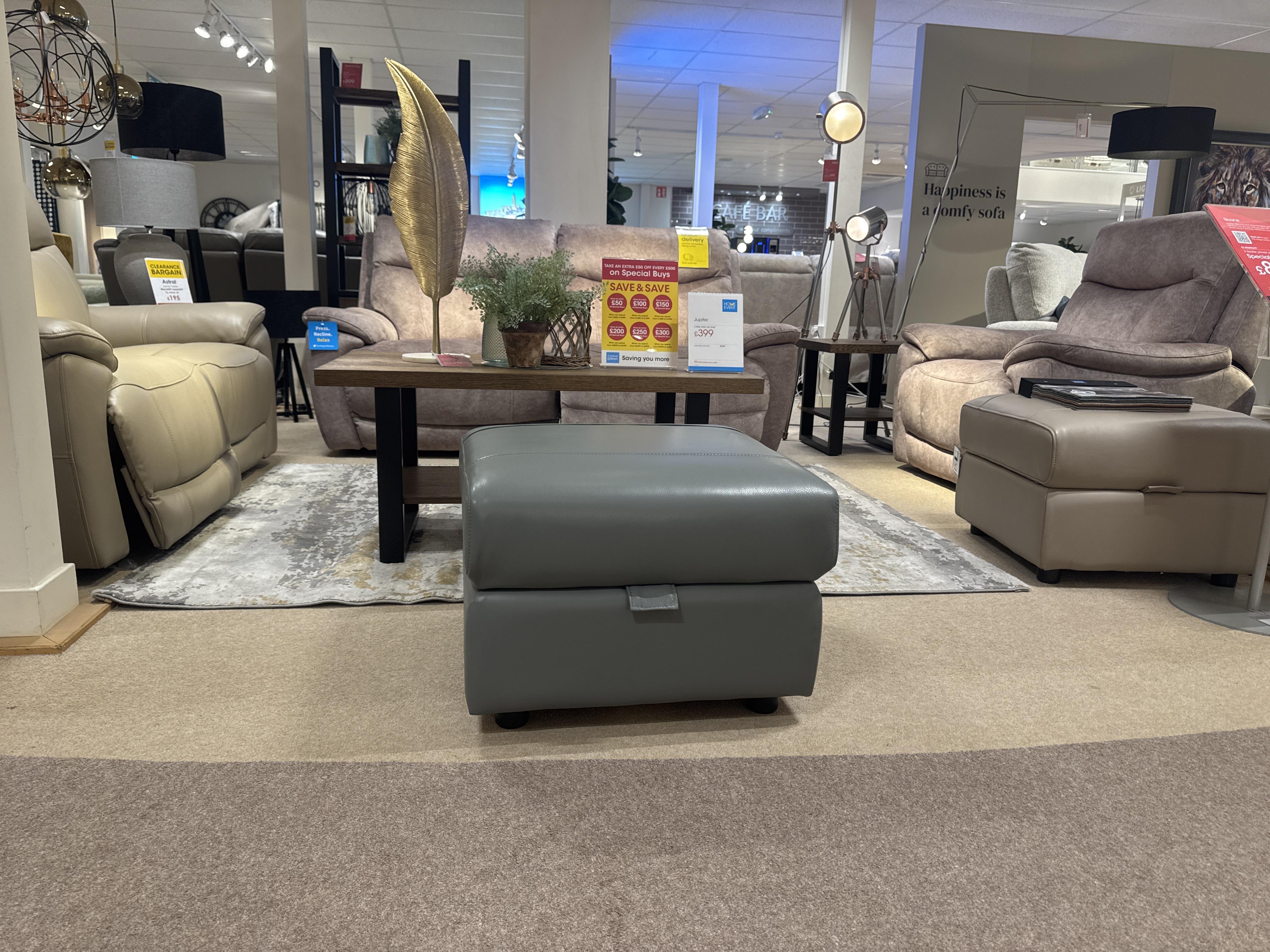 Sloane storage stool leather in  on Furniture Village