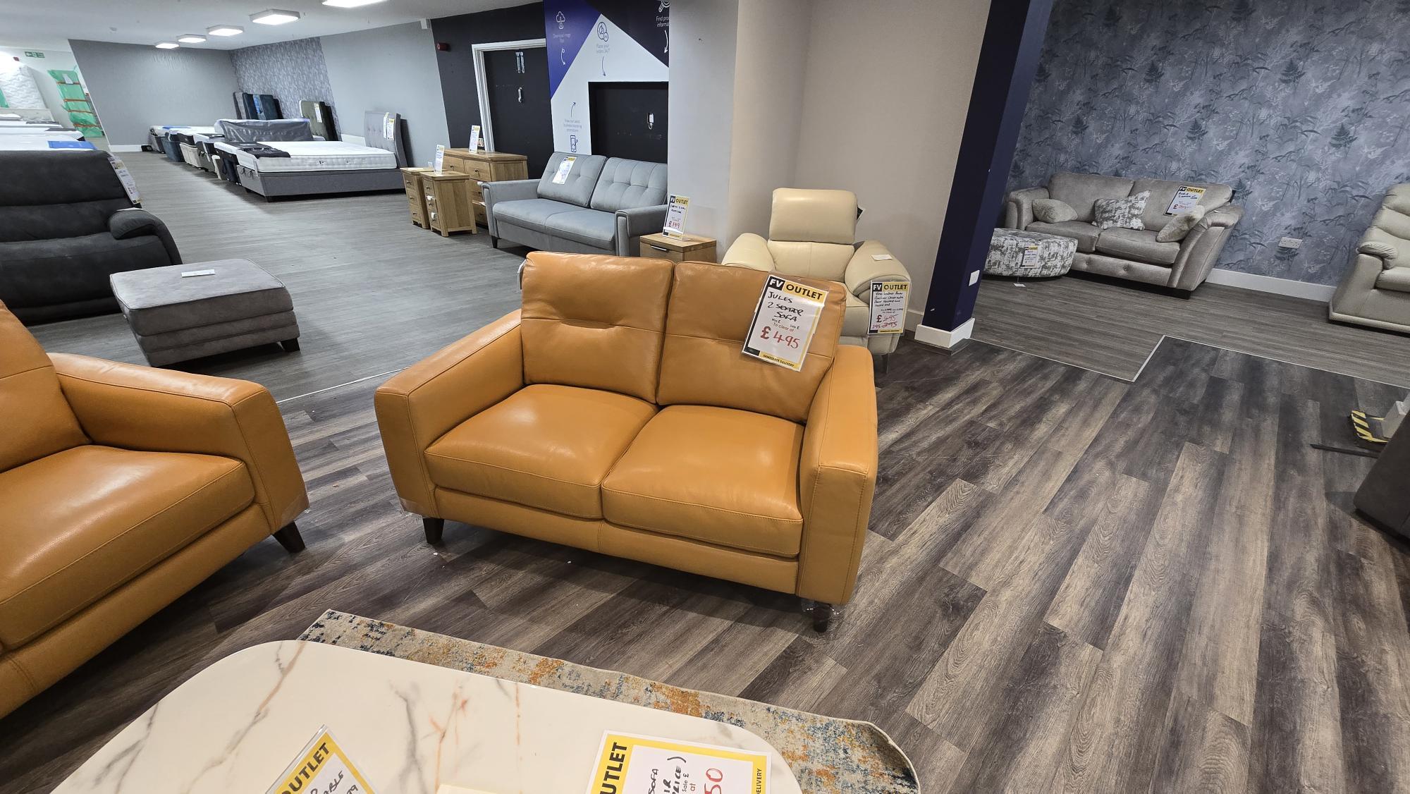 Jules 2 Seater Leather sofa - multiple sets available in  on Furniture Village