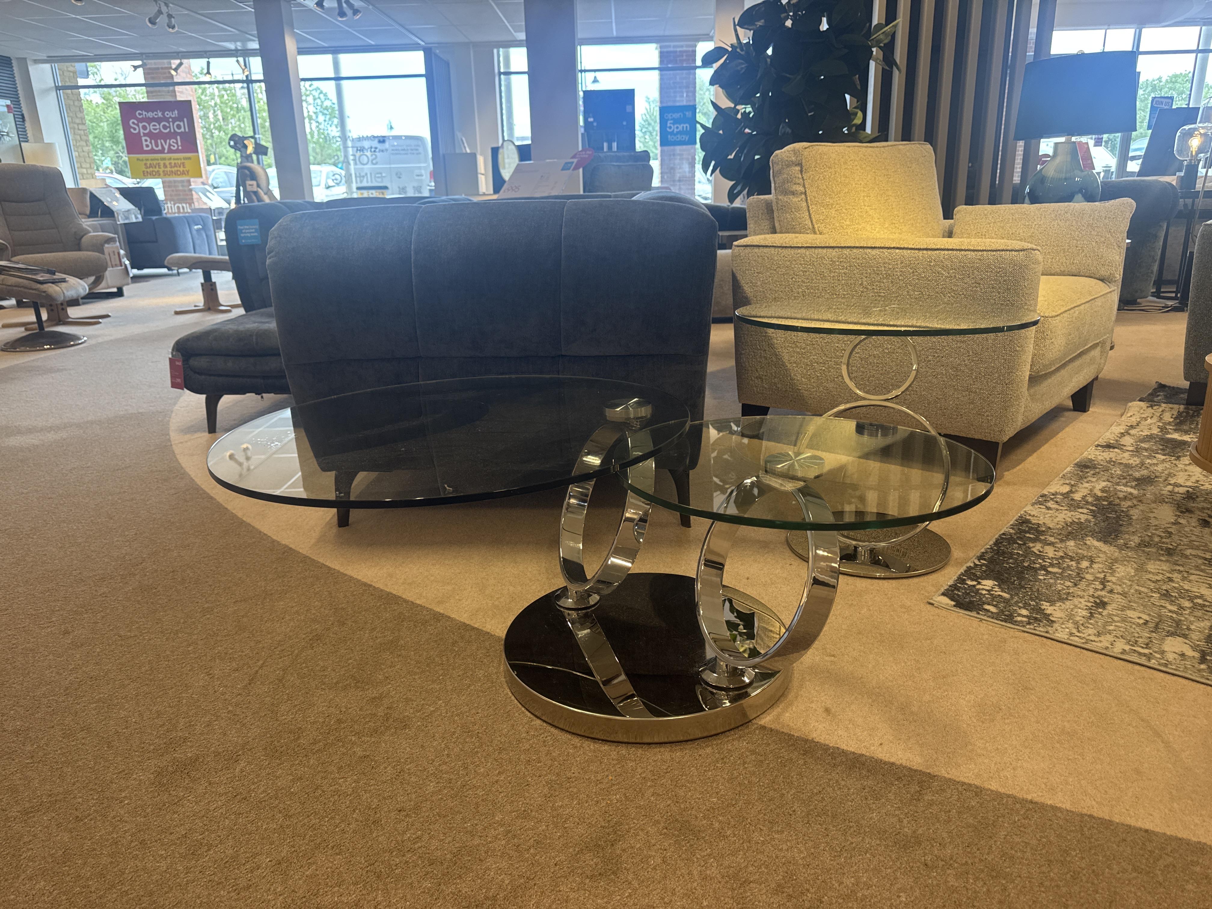 Rings coffee and lamp tables, 135cm extended c in  on Furniture Village