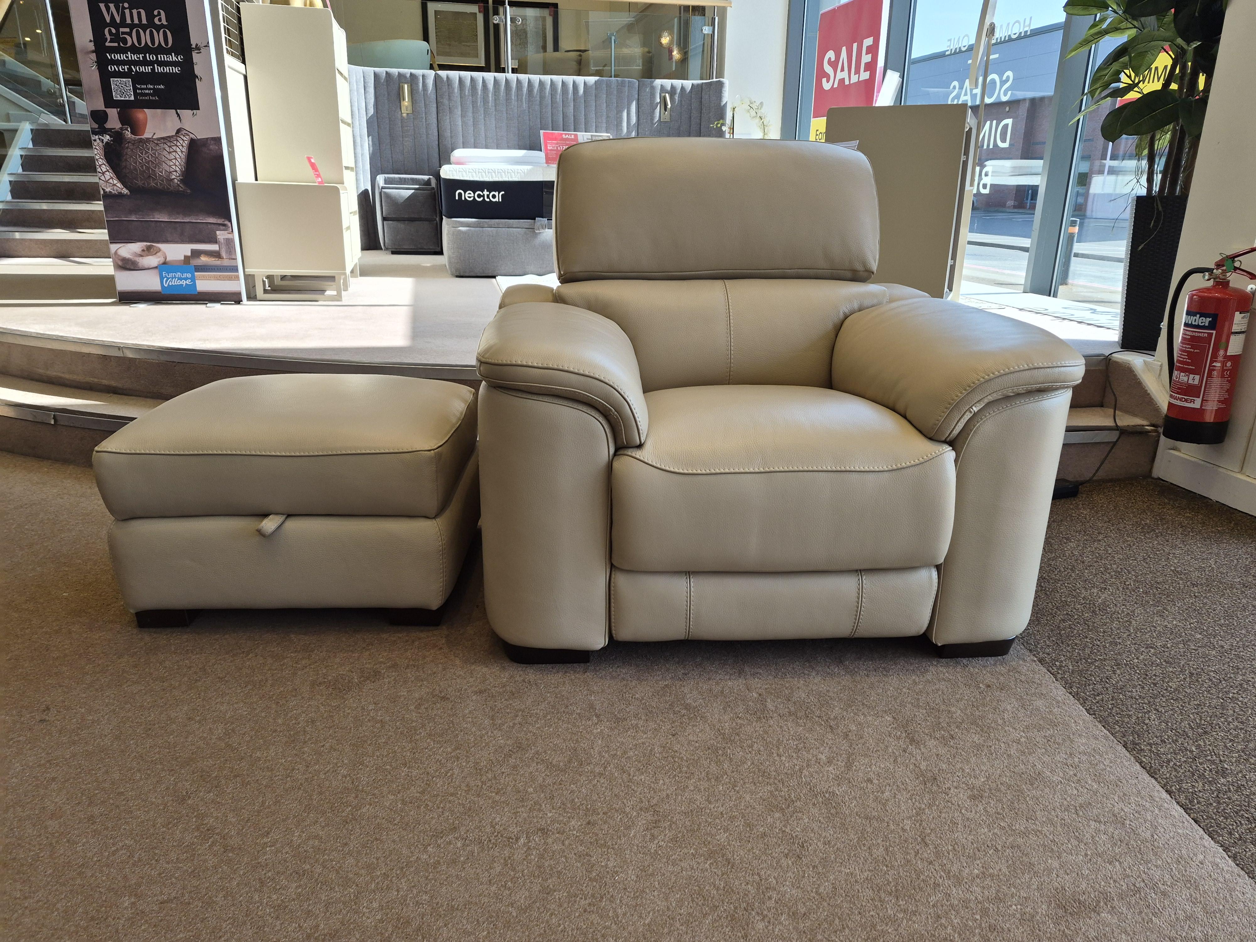 Nova keather chaor and footstool in  on Furniture Village