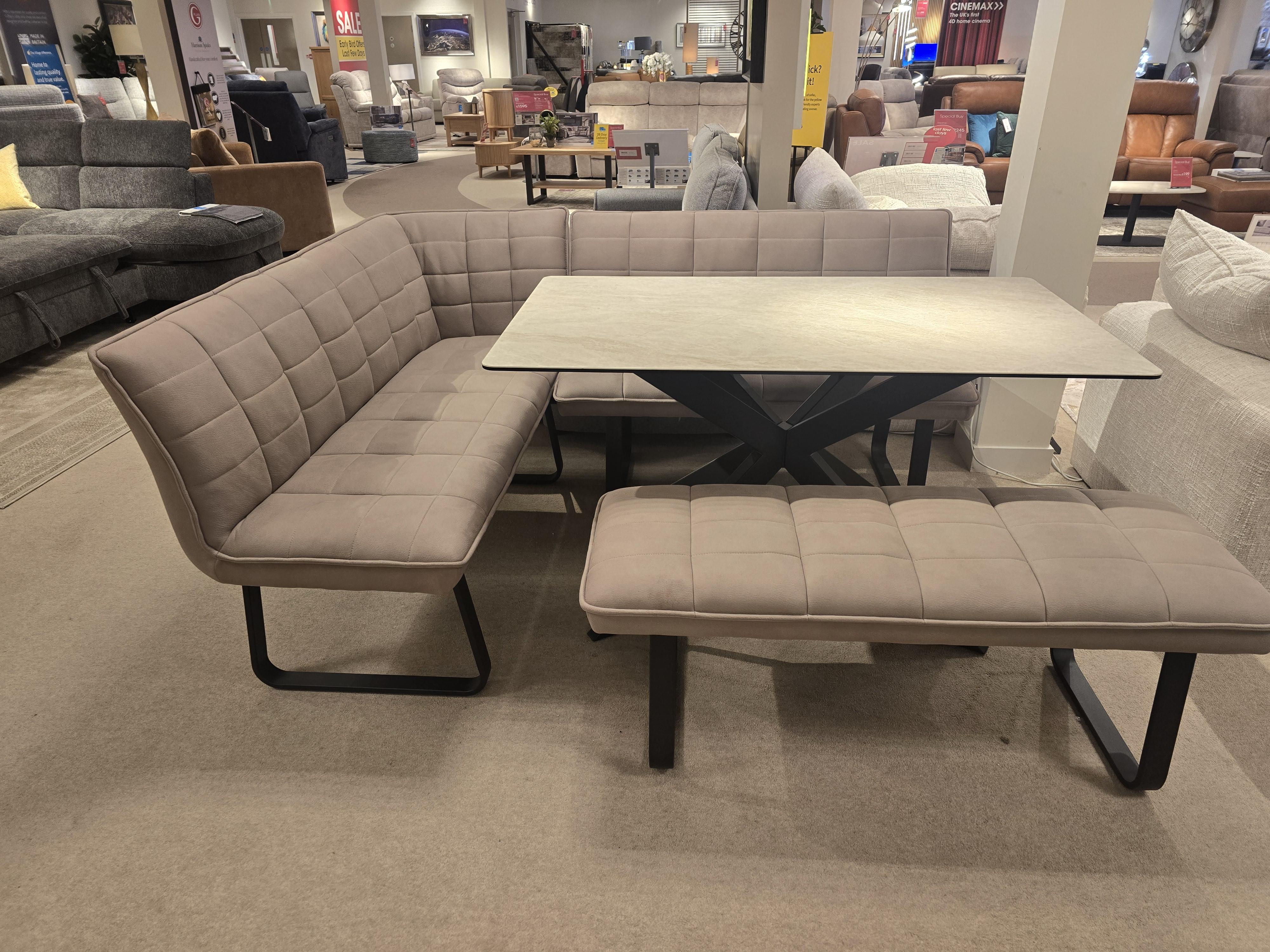 Luno dinning table and bench set in  on Furniture Village