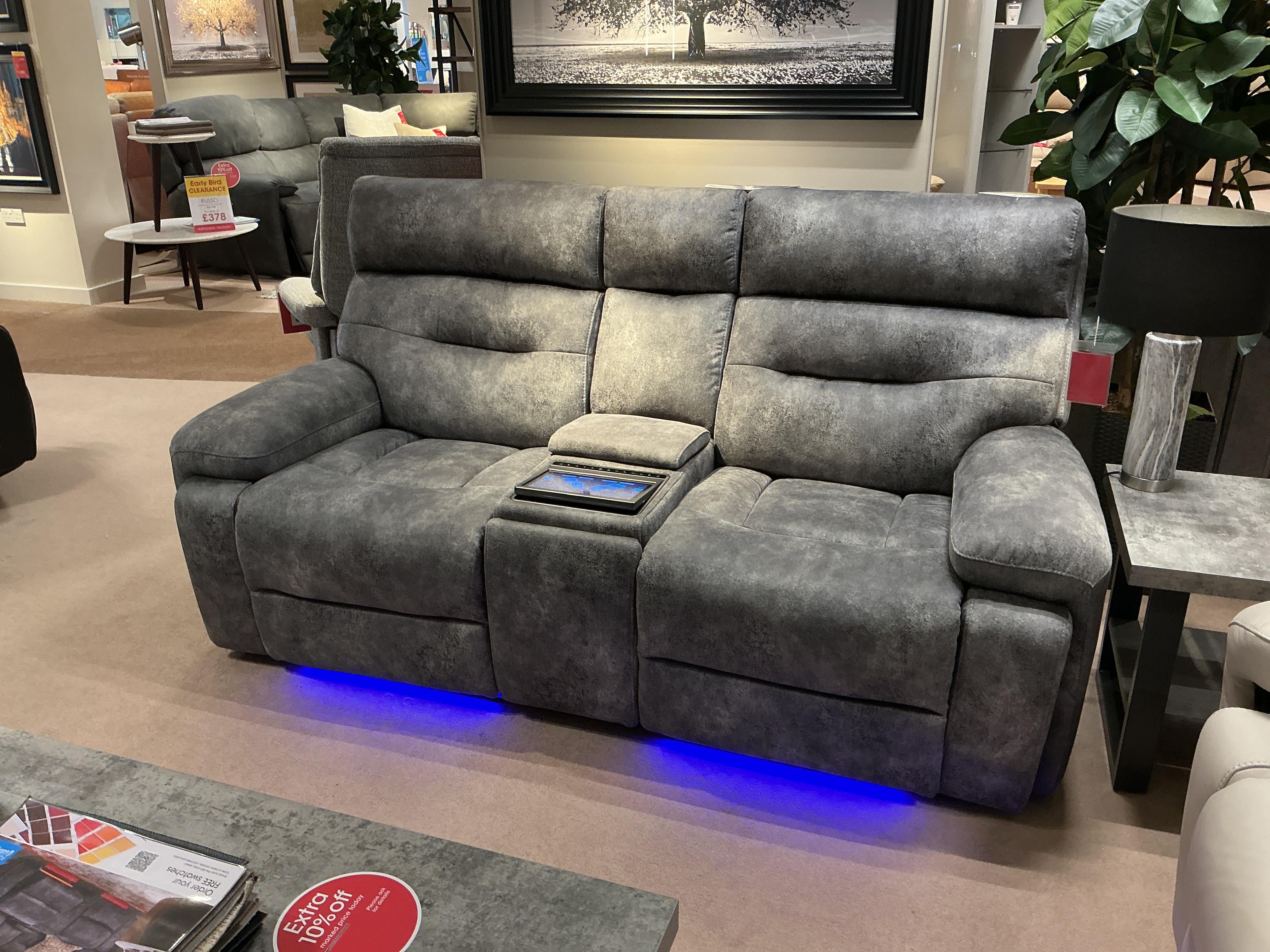 Cinemax 2 seater, chair and stool in  on Furniture Village