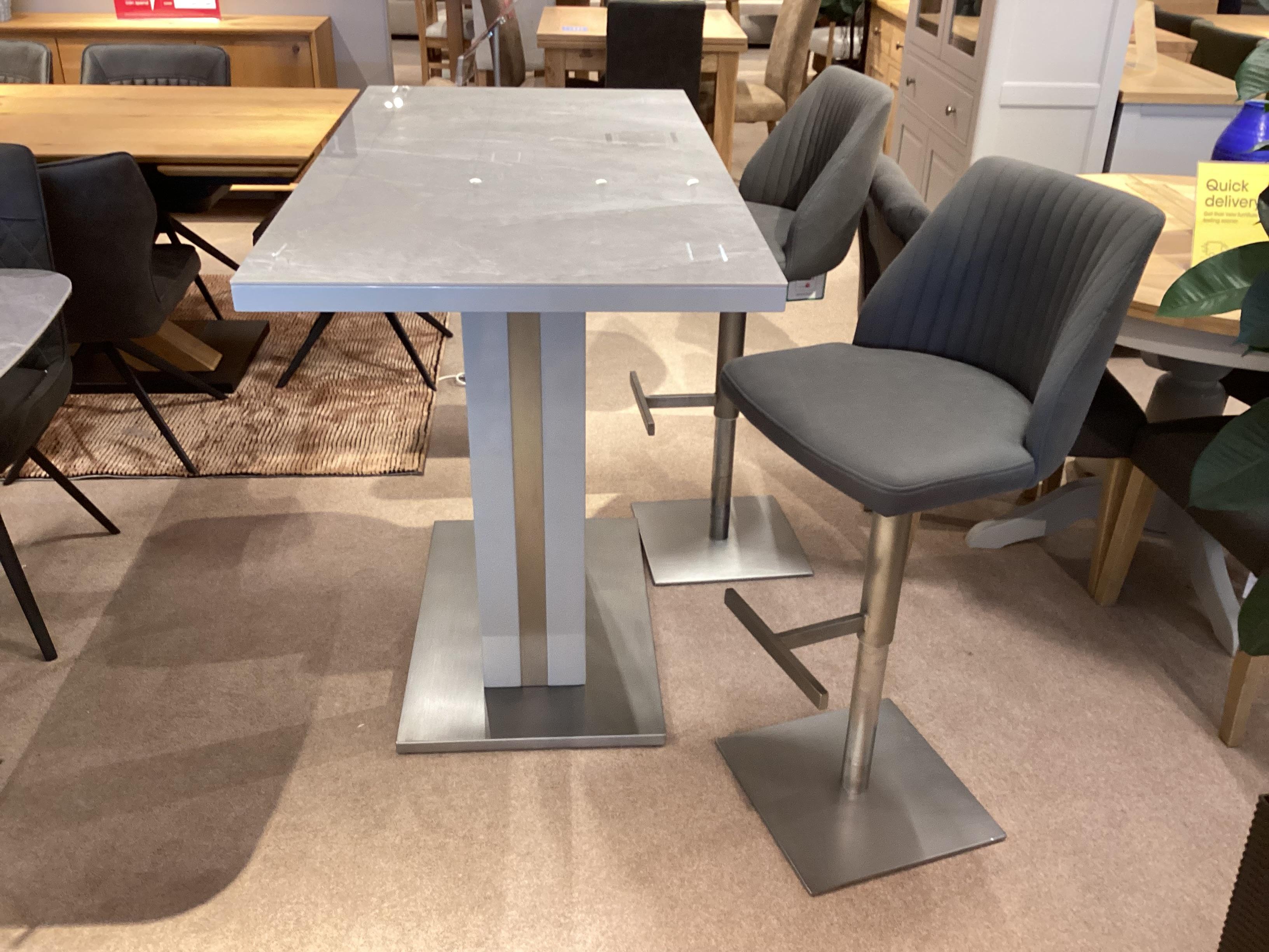 Grigio Bar table and 2 swivel bar stools in  on Furniture Village
