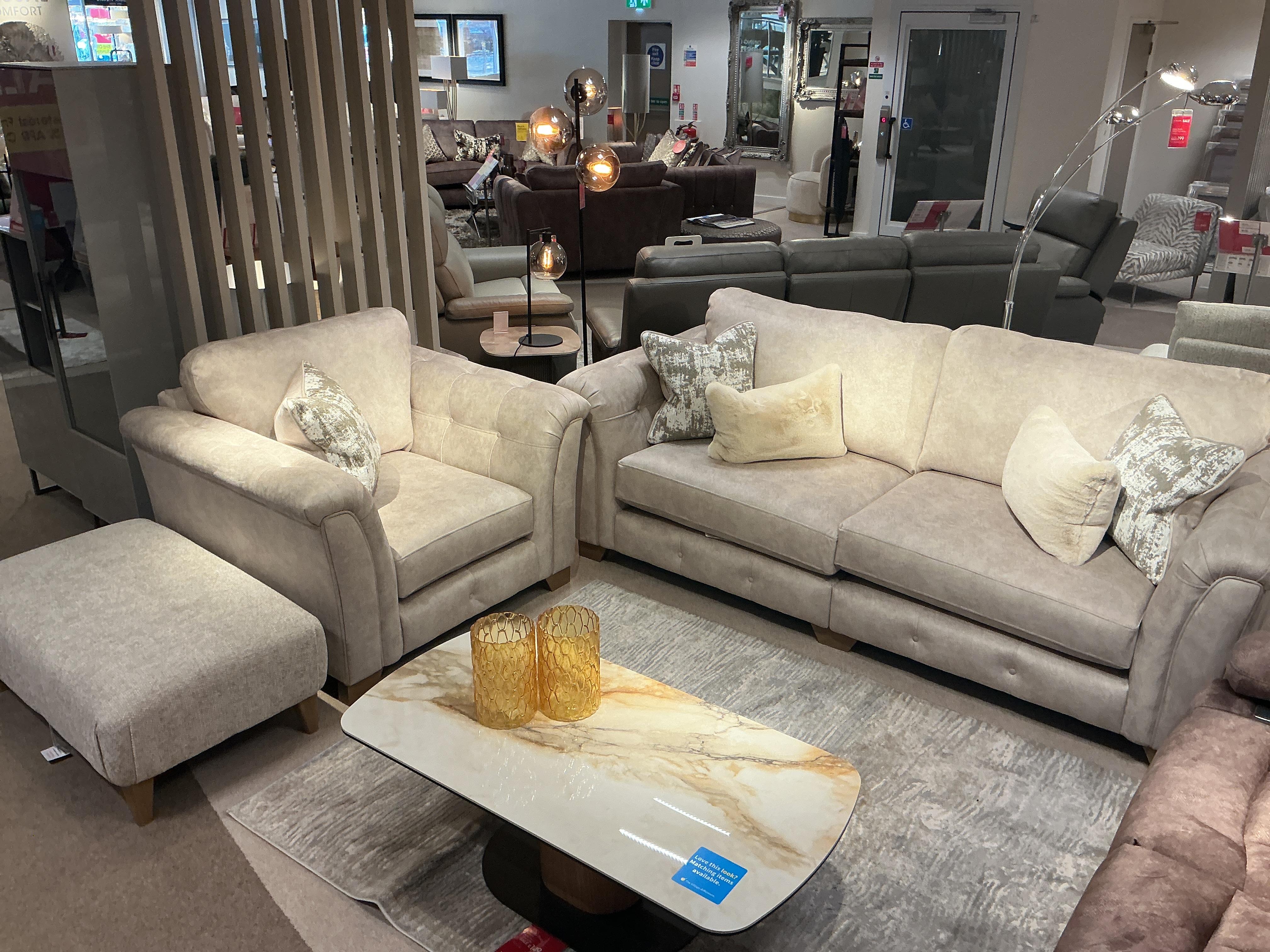 Aura 4 seater chair and stool in  on Furniture Village
