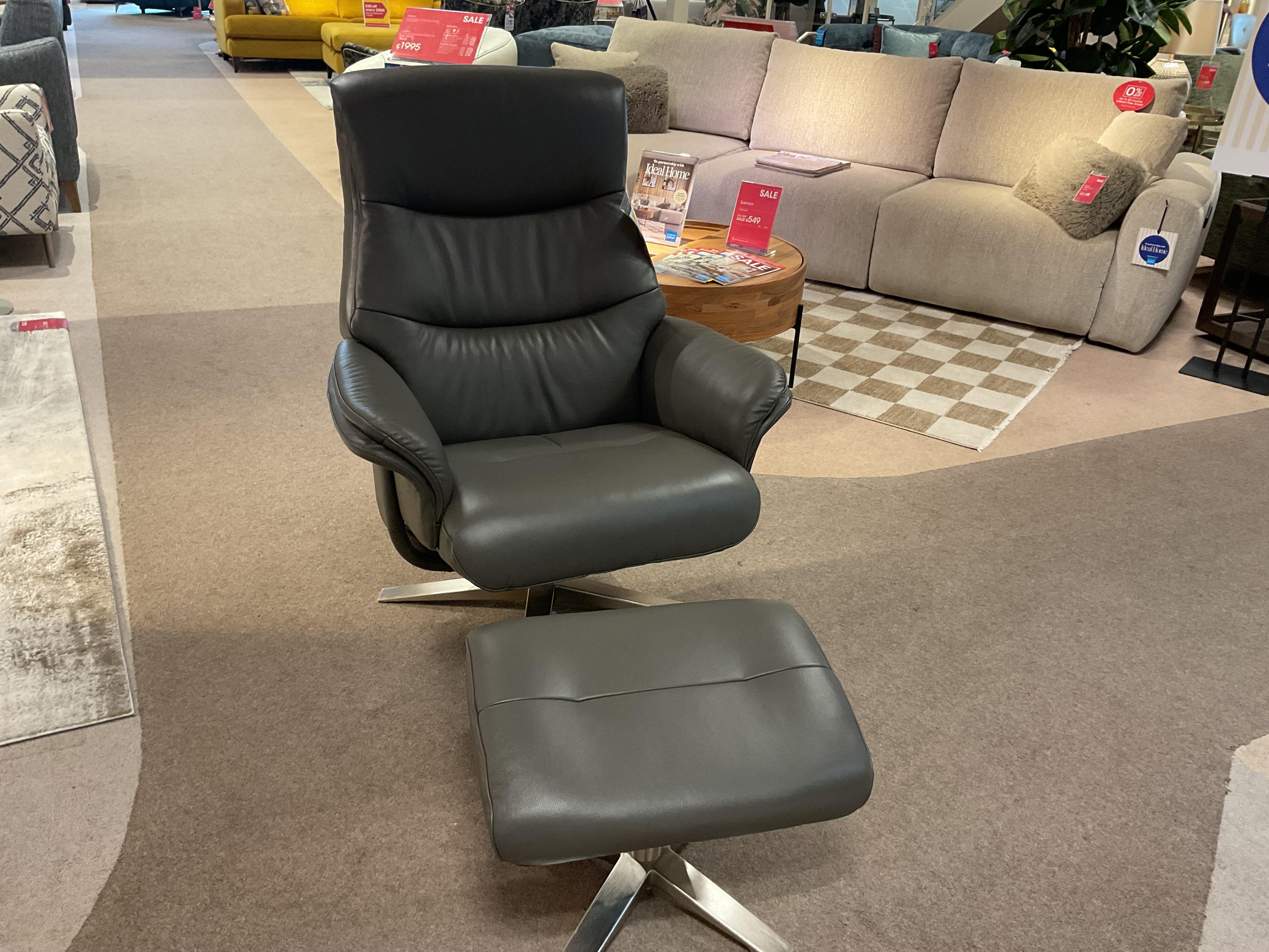 Lindos Swivel Recliner Chair & Stool in  on Furniture Village