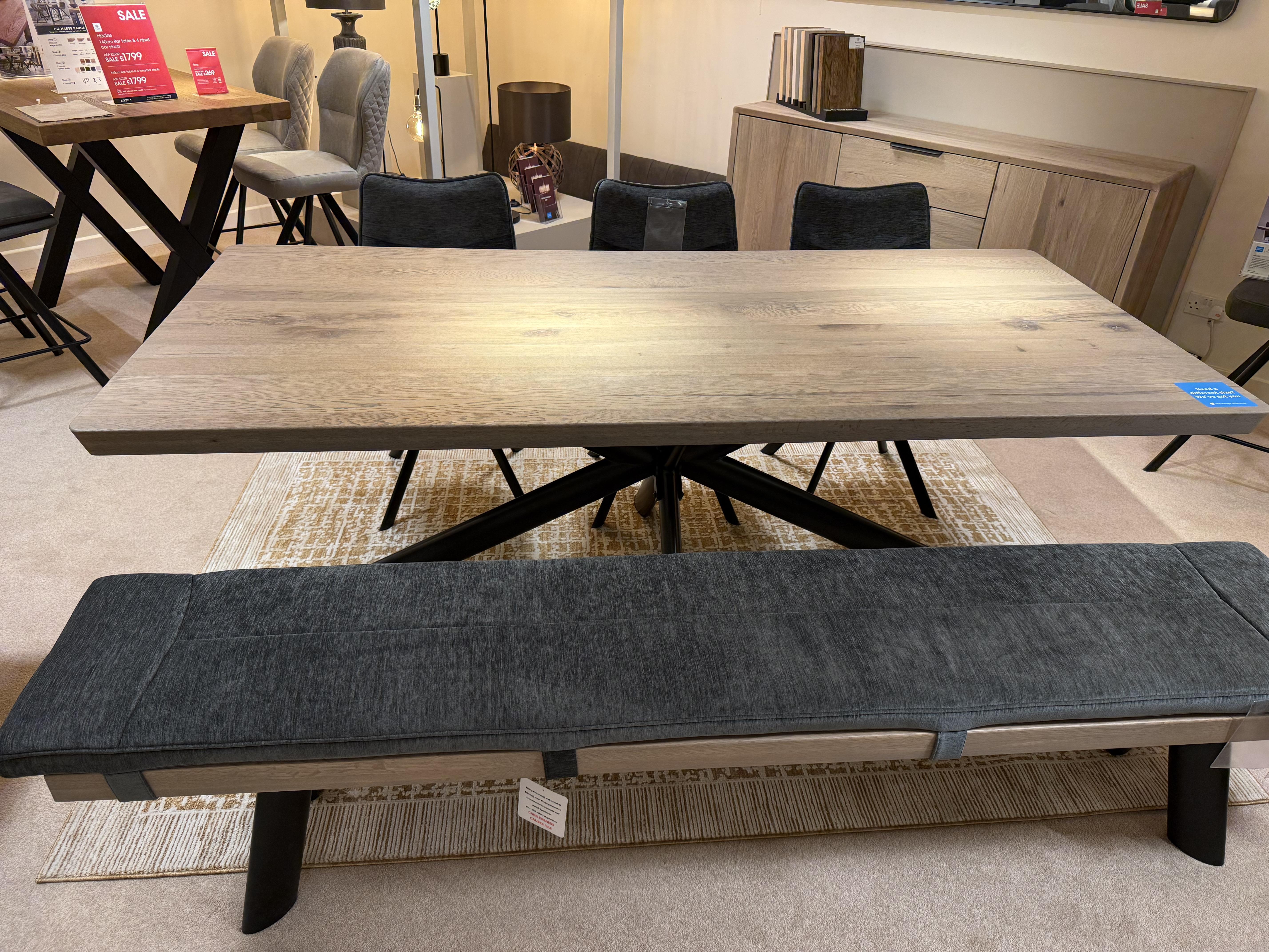 Athena table ,3 chairs bench and Sideboard in  on Furniture Village