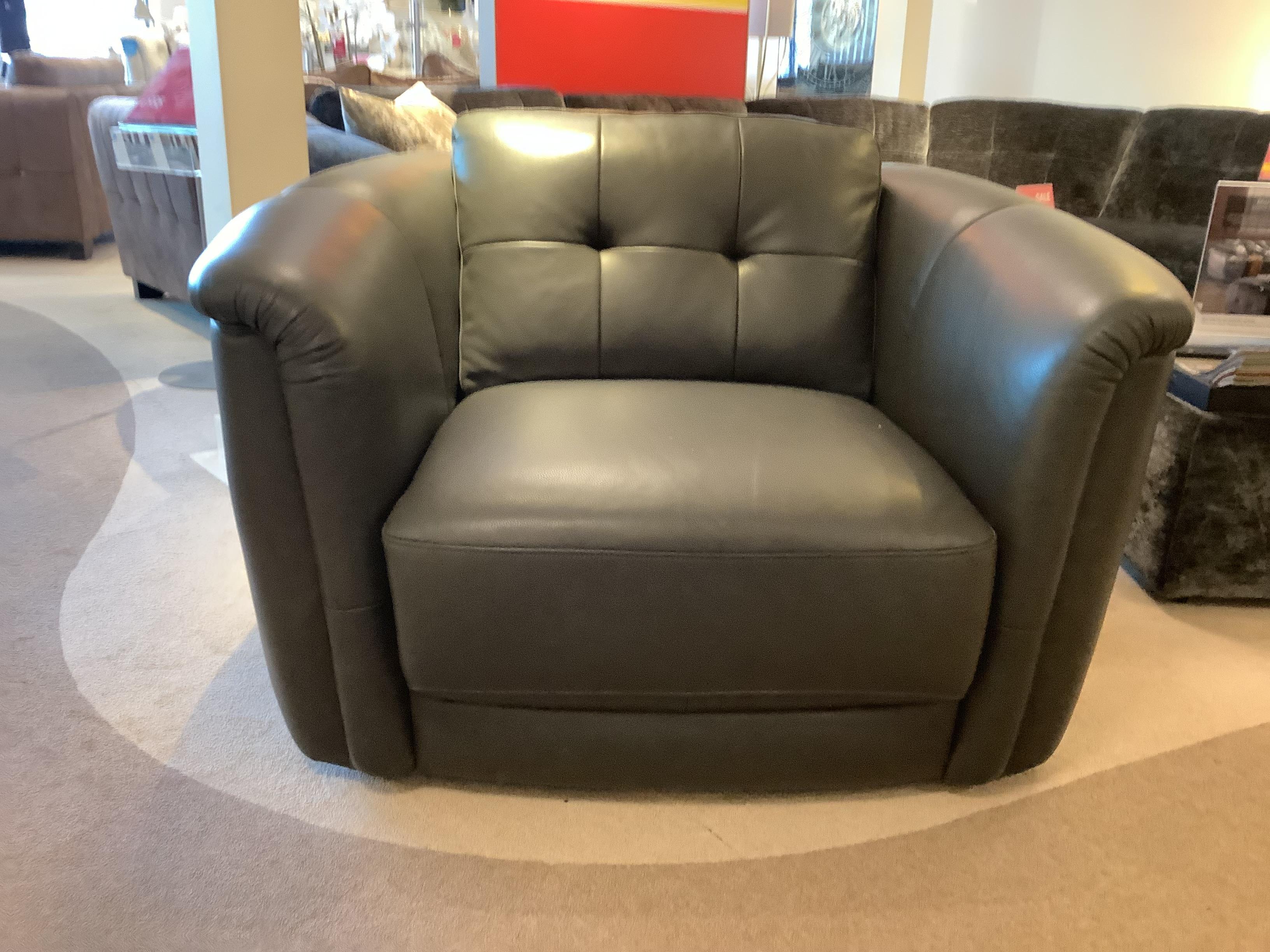 Monarch Cuddler in Leather (Charcoal) Ex Showroom Display in  on Furniture Village