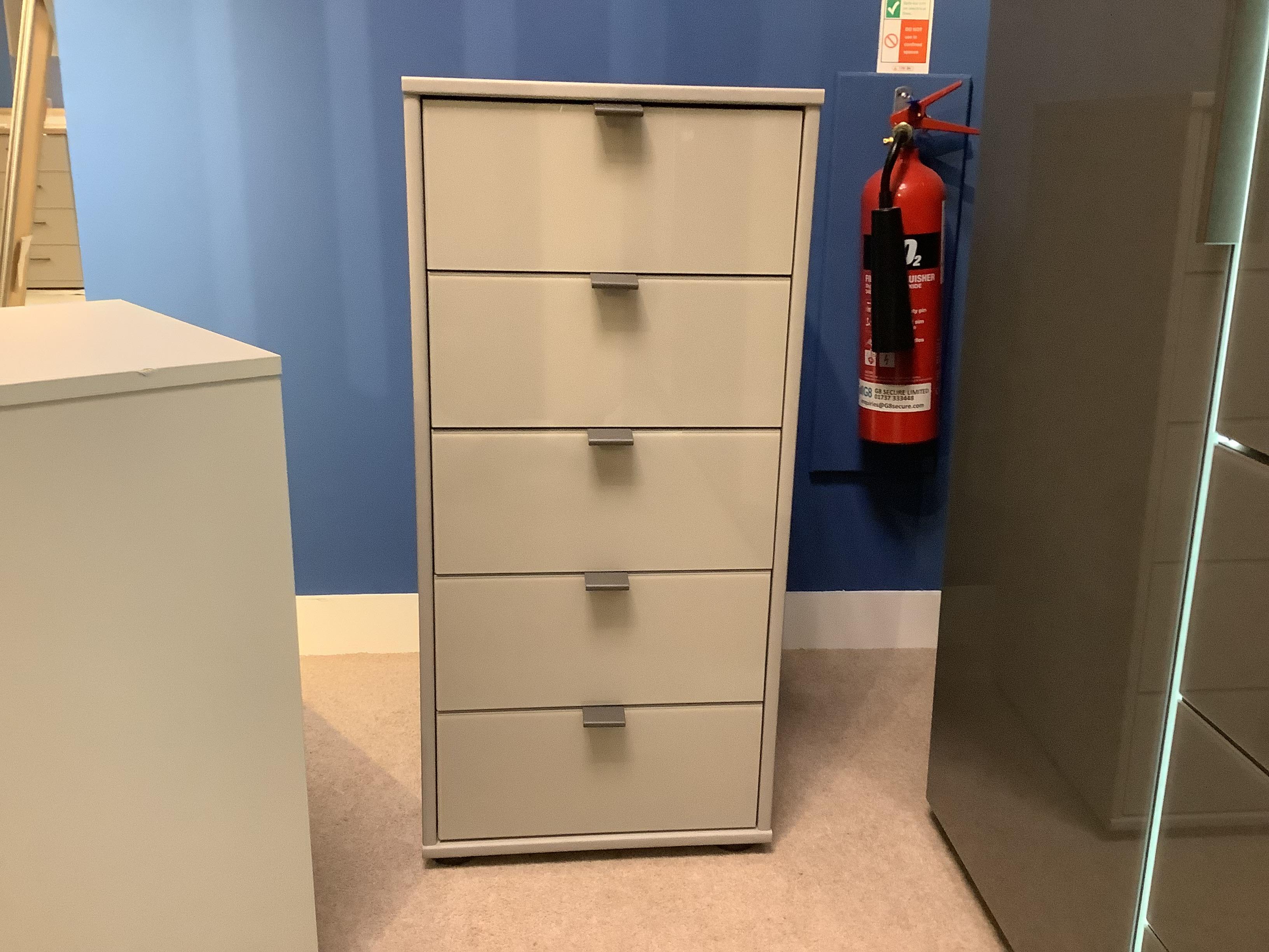 Amara 5 Draw Tallboy Chest of Draws Ex Showroom Display in  on Furniture Village