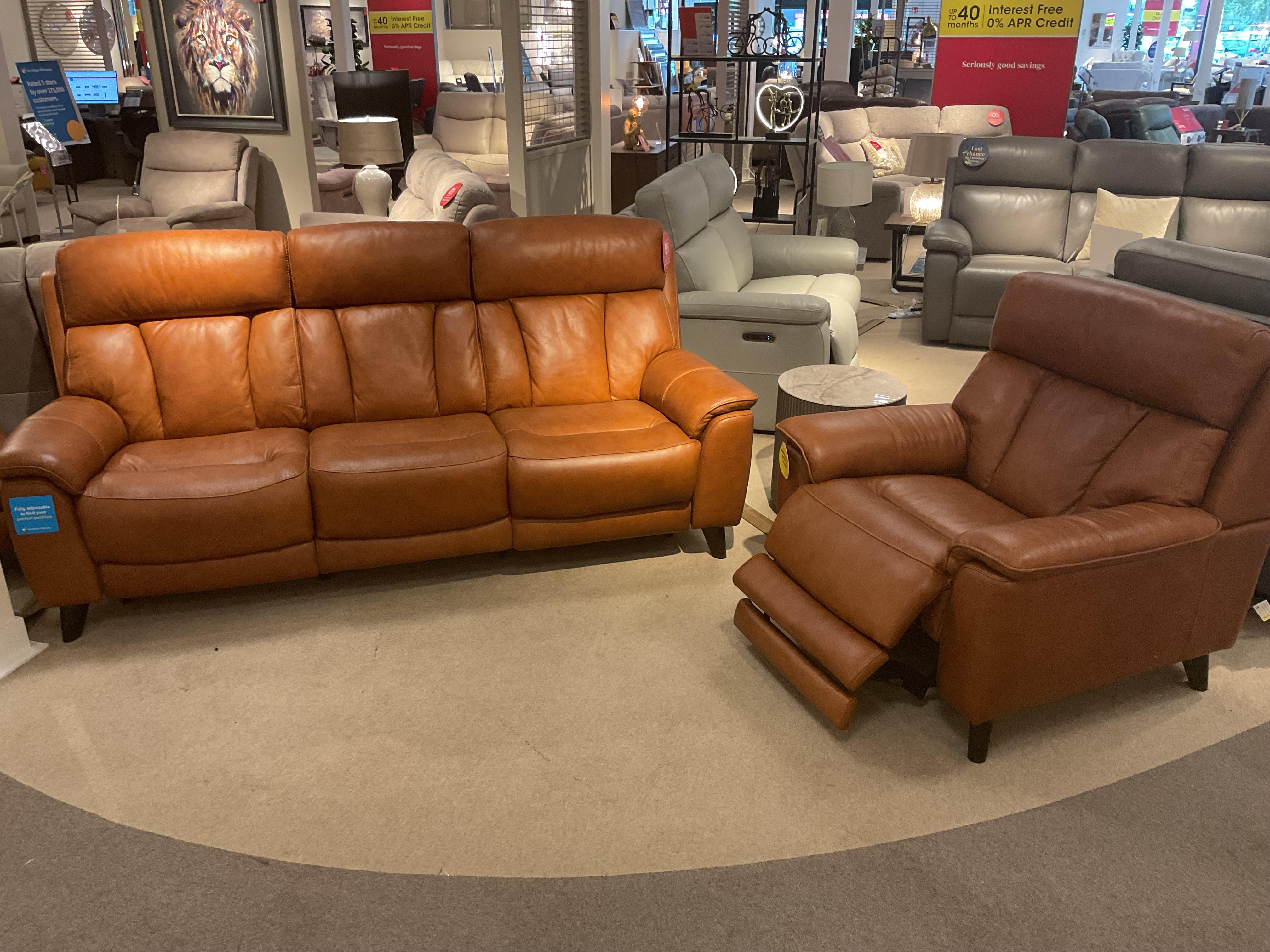 Dreamer 3 Seater Power recliner,Chair & Stool leather in  on Furniture Village