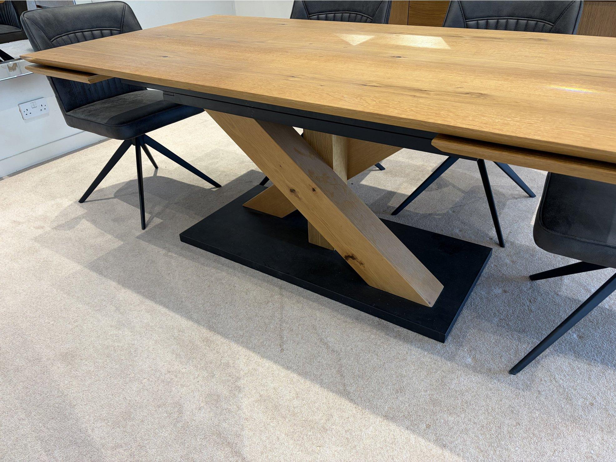 Aydin Extending dining Table 180cm - 250cm Draw Leaf  Wood top with Wood & Metal Legs Brand New Warehouse Stock (Table Only) in  on Furniture Village