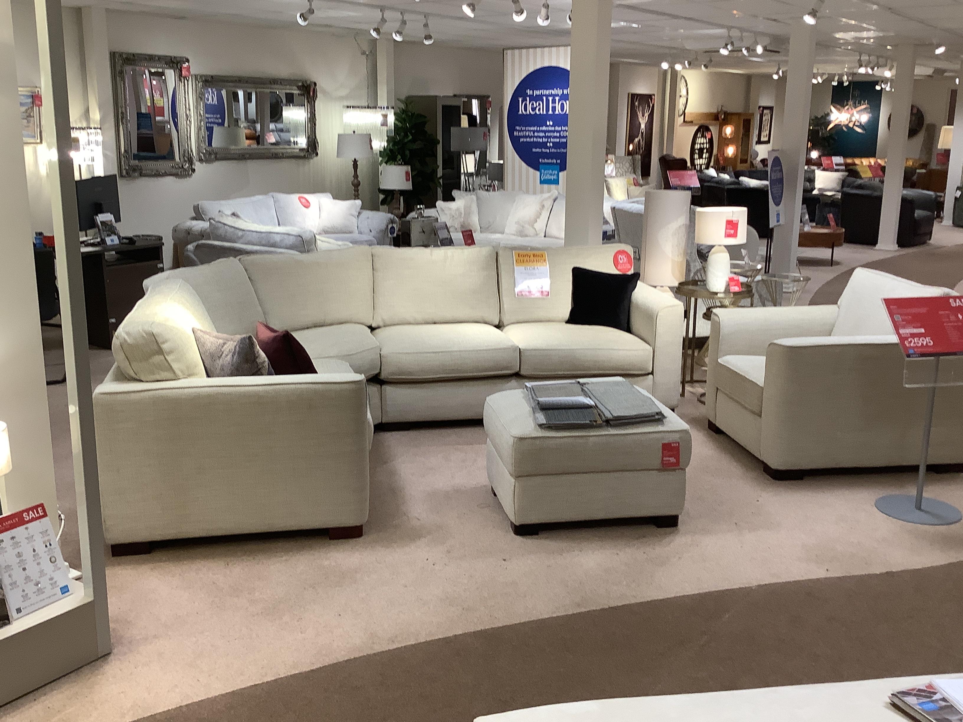 ELORA LHF CORNER SOFA, ARMCHAIR AND FOOTSTOOL in  on Furniture Village