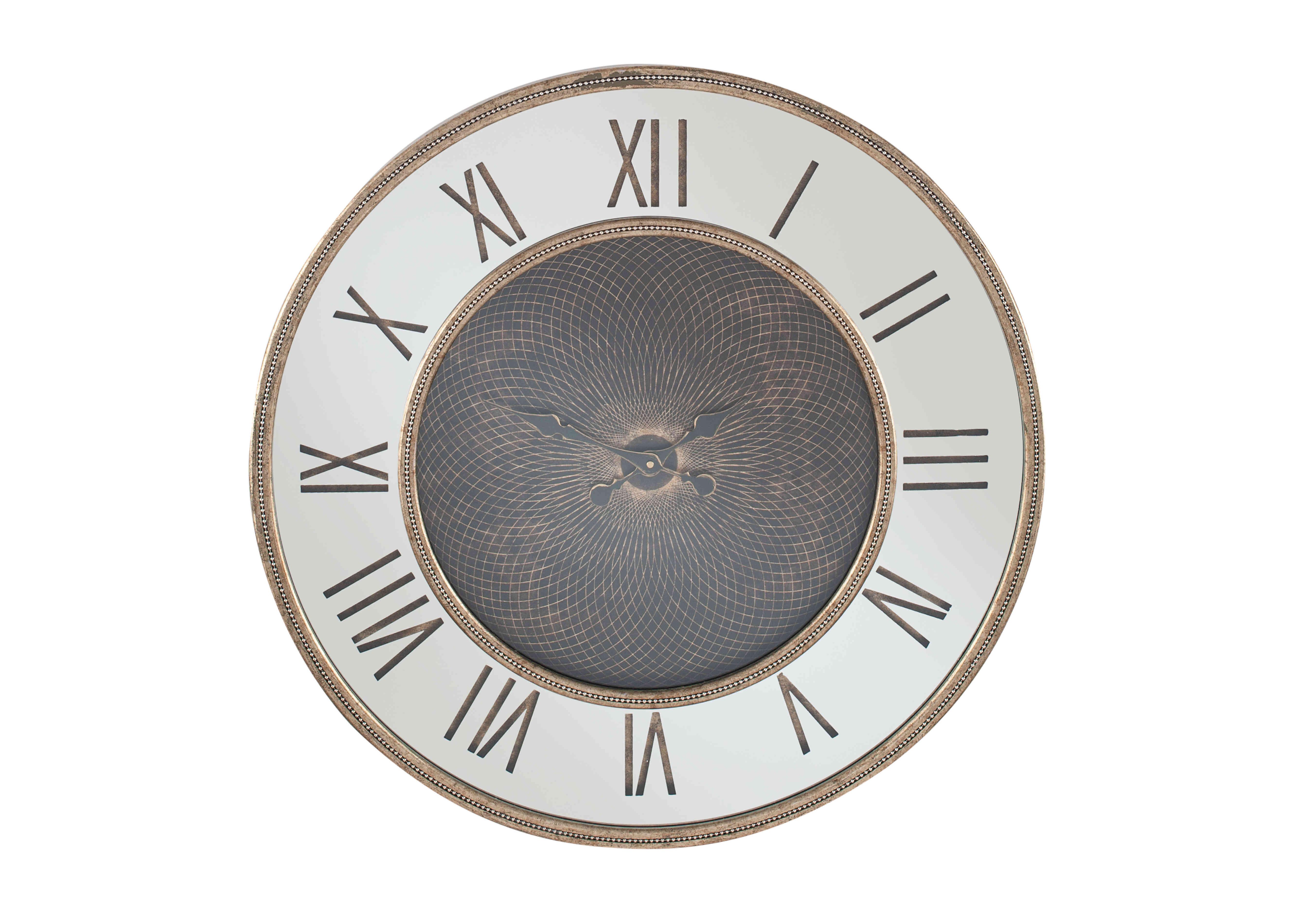 Geo Print Mirrored Wall Clock in  on Furniture Village