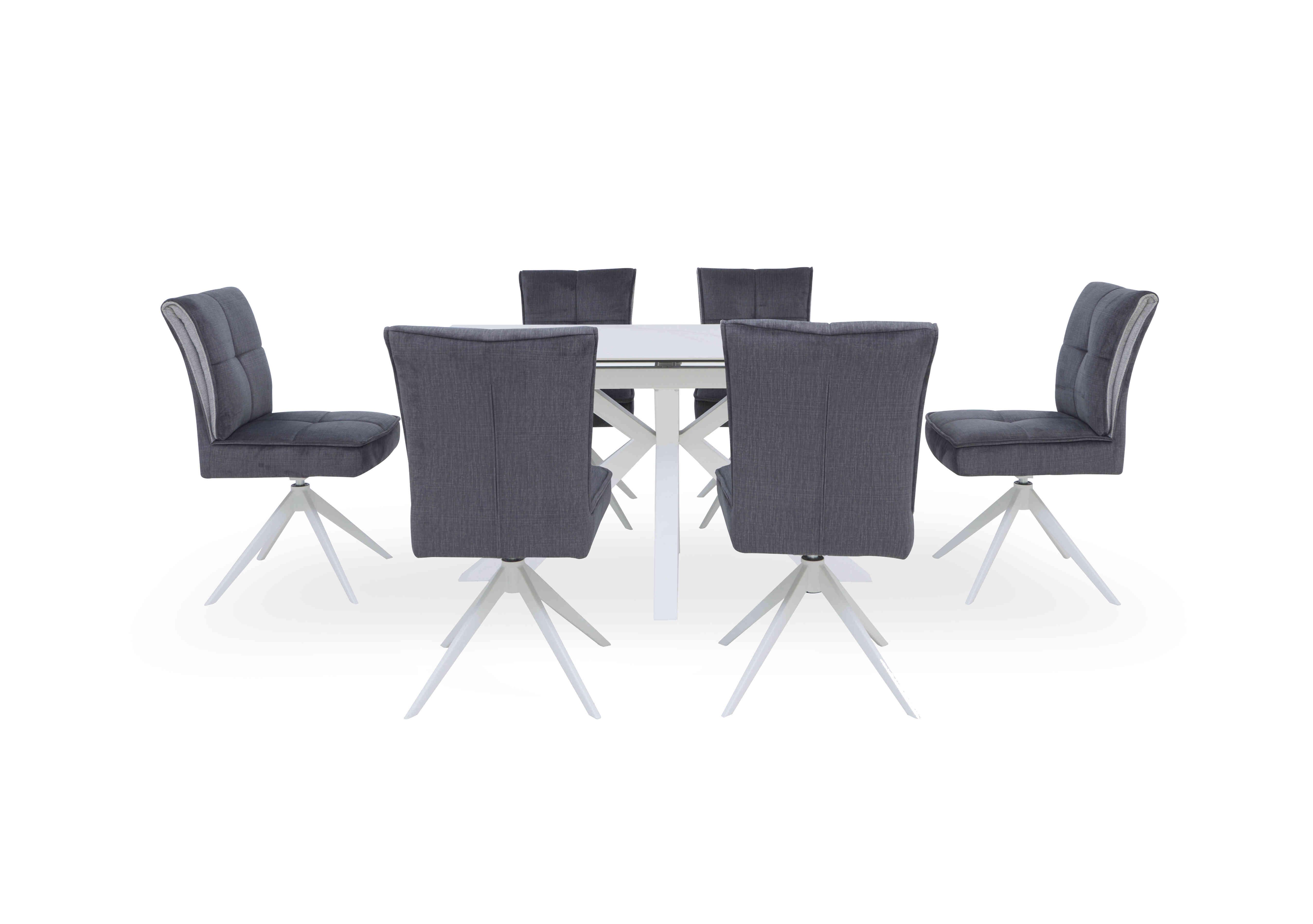 Glacier Small Extending Dining Table and 6 Swivel Dining Chairs in  on Furniture Village