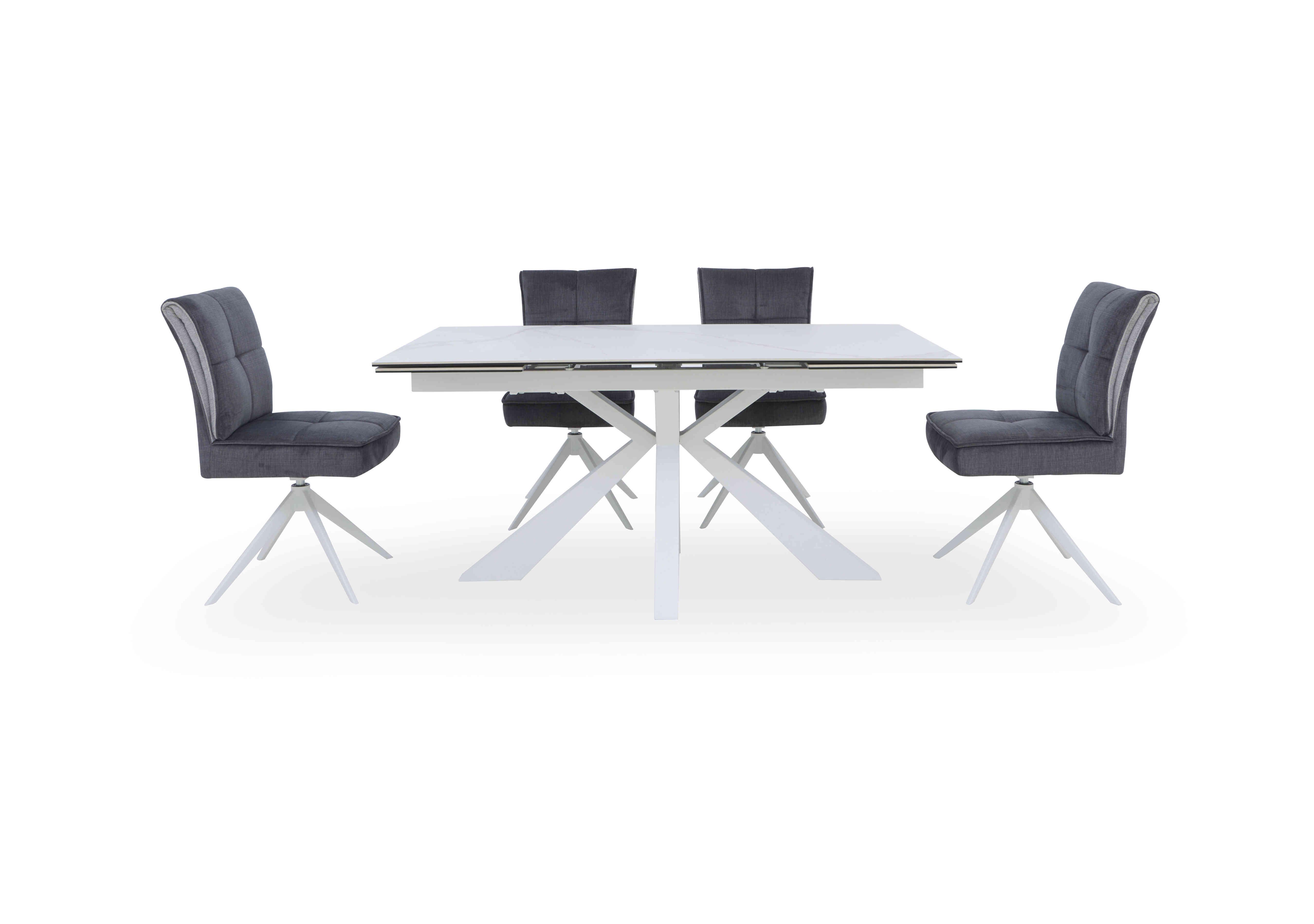 Glacier Large Extending Dining Table and 4 Swivel Dining Chairs in  on Furniture Village