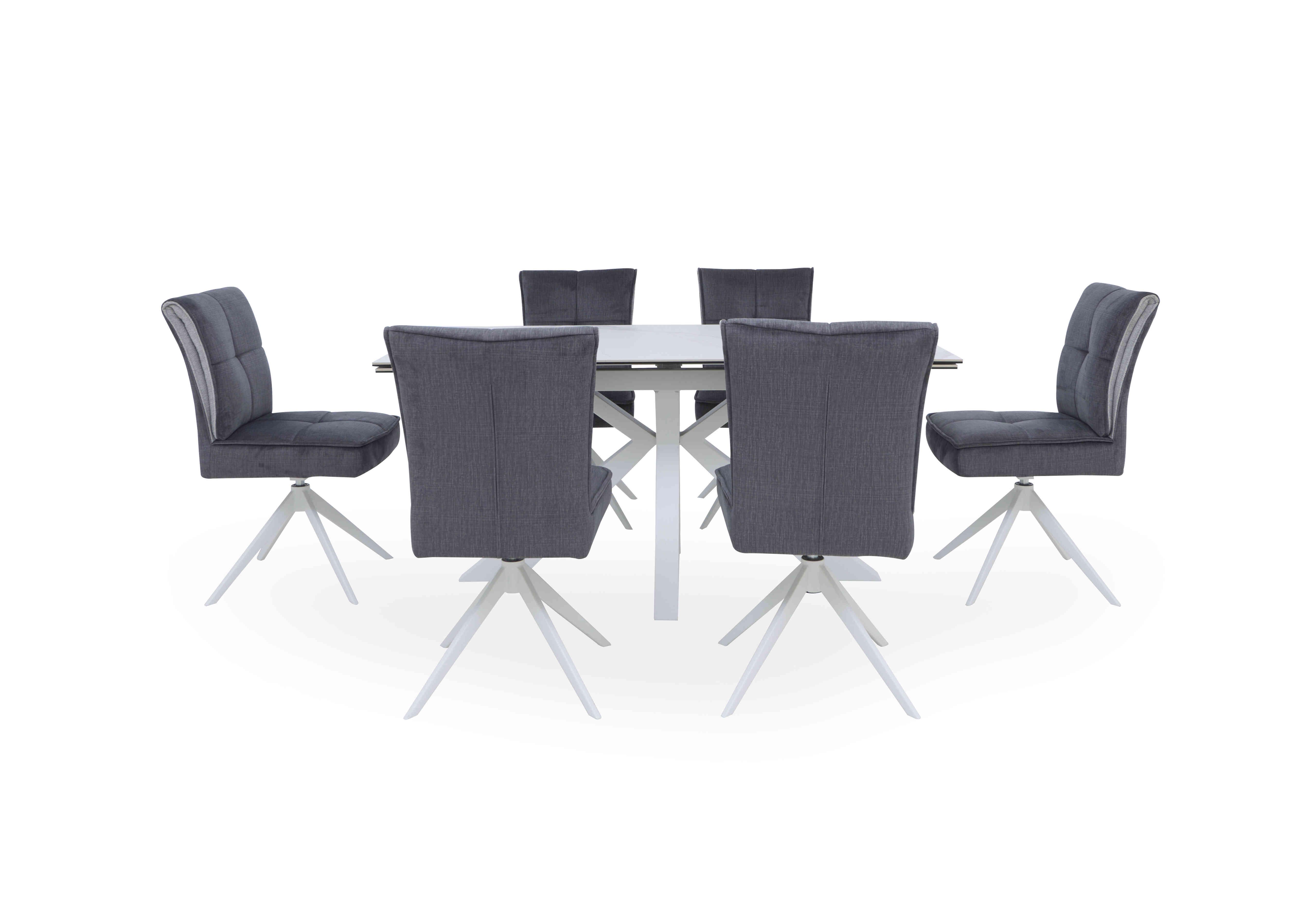 Glacier Large Extending Dining Table and 6 Swivel Dining Chairs in  on Furniture Village