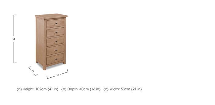 Grace Oak 5 Drawer Narrow Chest in  on Furniture Village