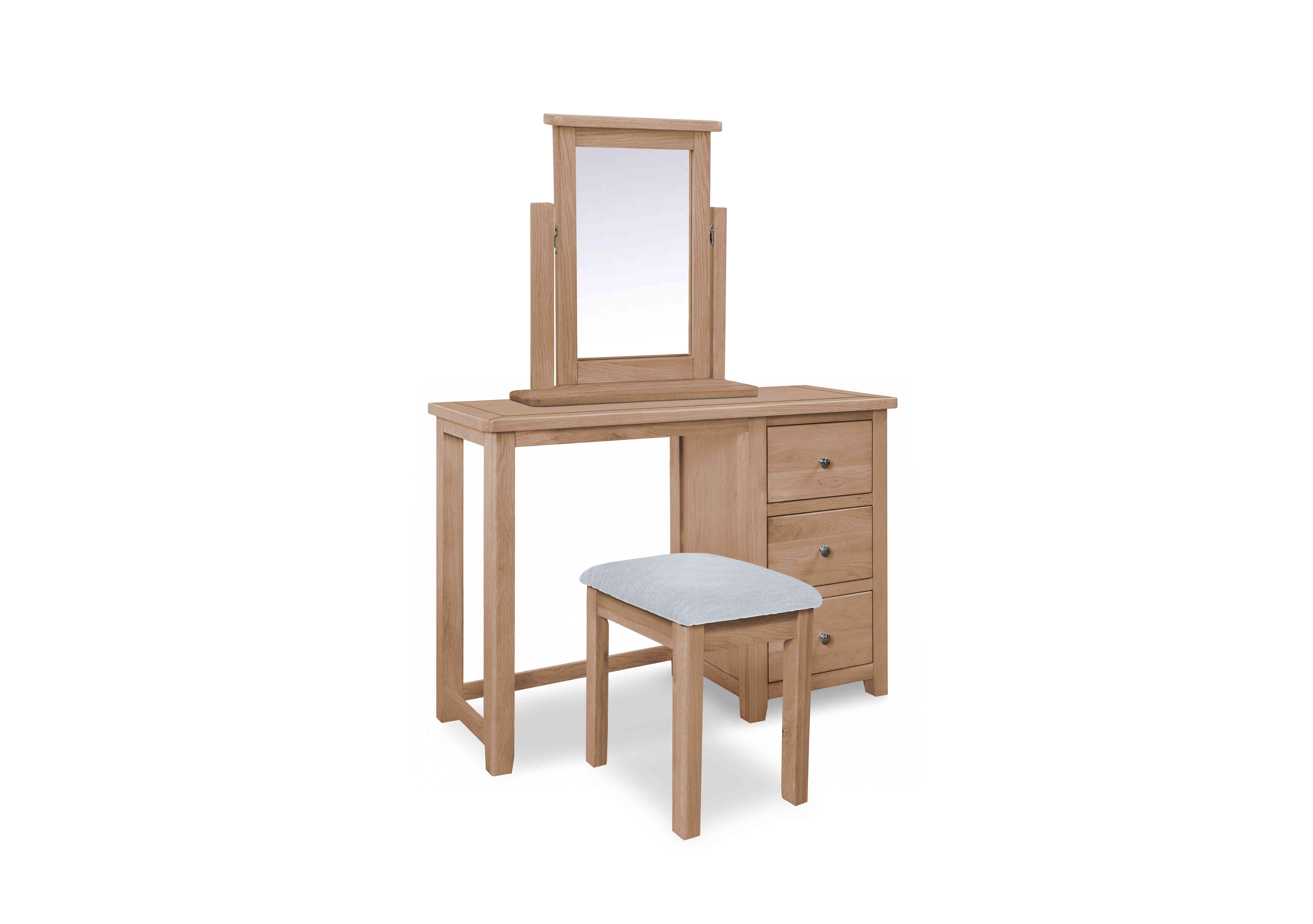 Grace Oak Dressing Table with Stool and Mirror in  on Furniture Village