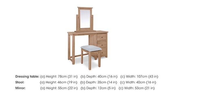 Grace Oak Dressing Table with Stool and Mirror in  on Furniture Village
