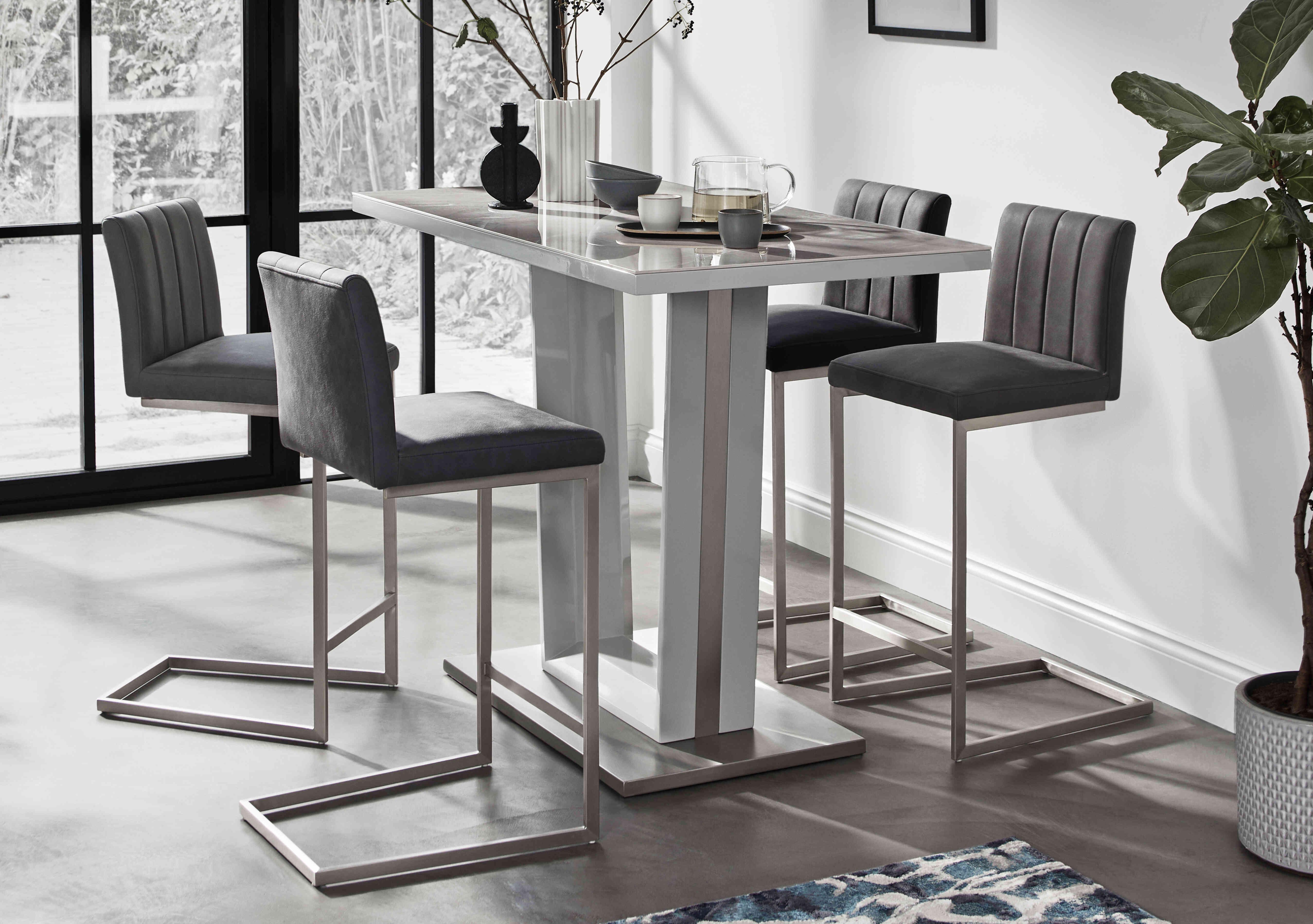 Grigio Bar Table with 4 Fixed Bar Stools in  on Furniture Village