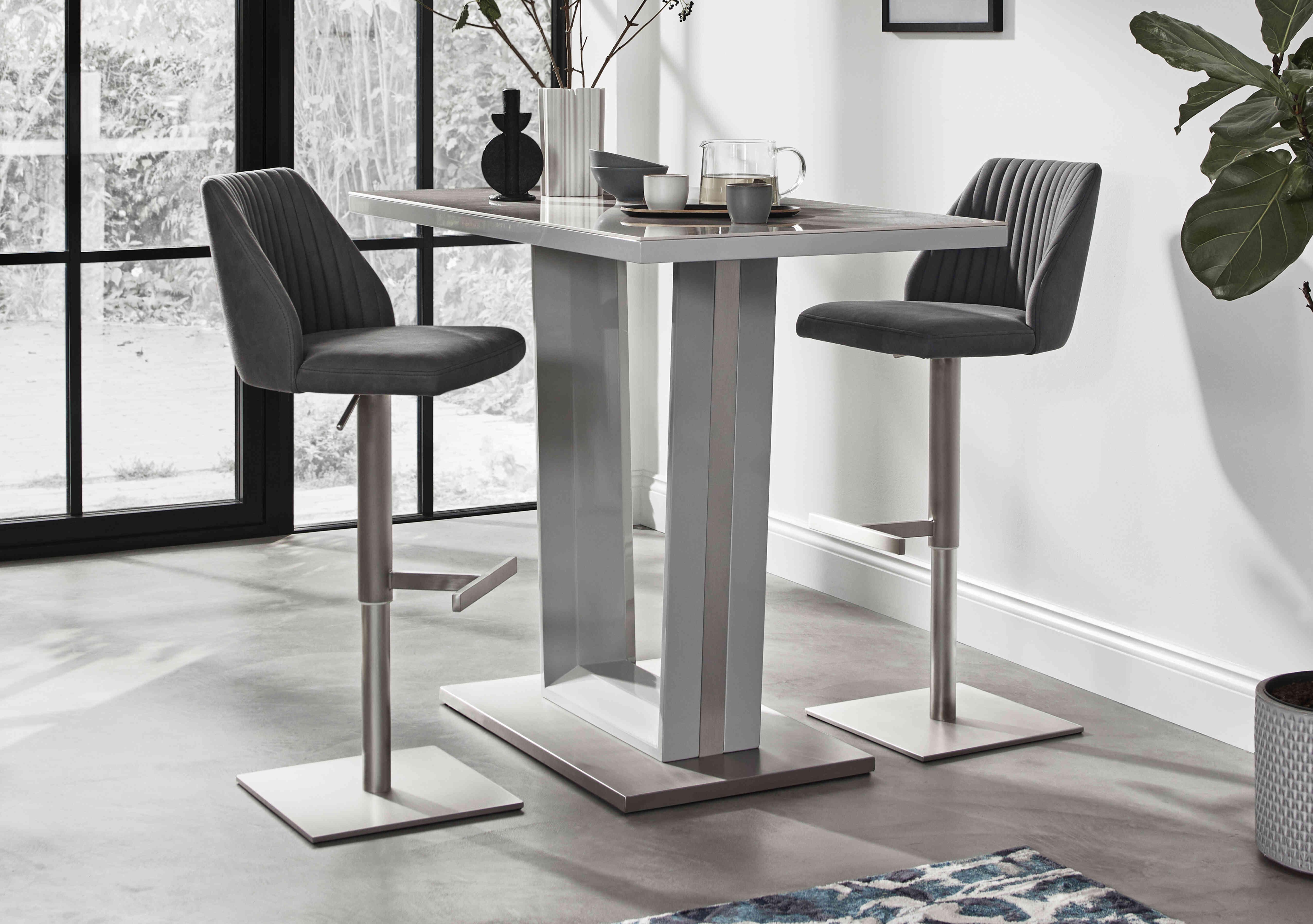 Grigio Bar Table with 2 Swivel Bar Stools in  on Furniture Village
