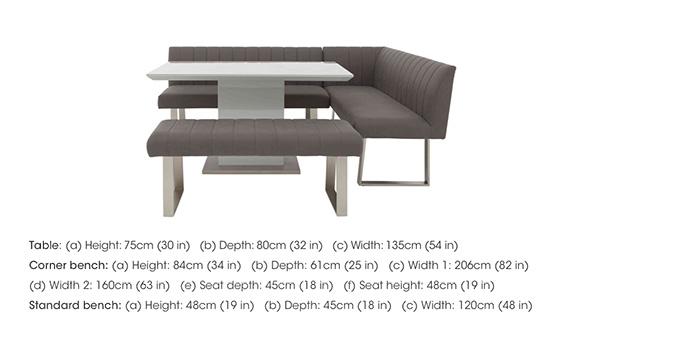 Grigio Fixed Dining Table, Right-Hand Facing Corner Bench and Small Standard Bench Dining Set in  on Furniture Village
