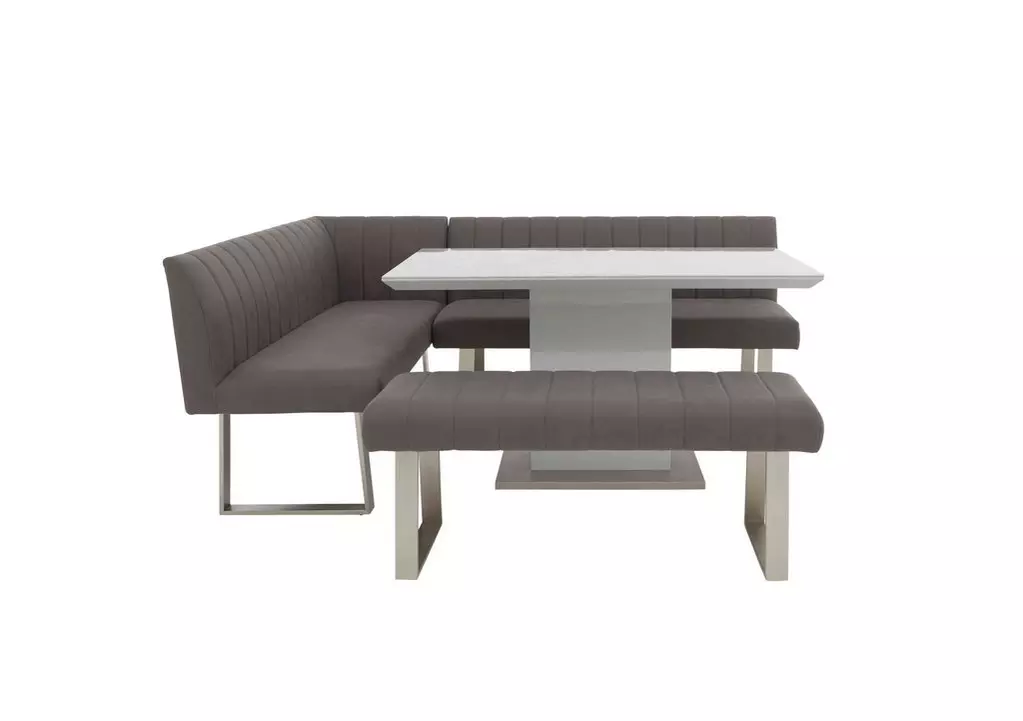 Grigio Fixed Dining Table, Left-Hand Facing Corner Bench and Small Standard Bench Dining Set