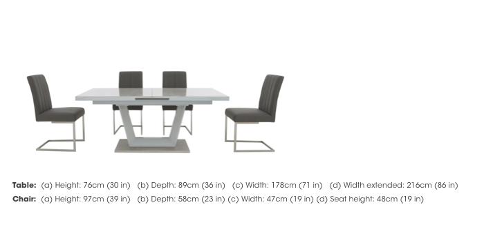 Grigio Large Extending Dining Table and 4 Dining Chairs in  on Furniture Village