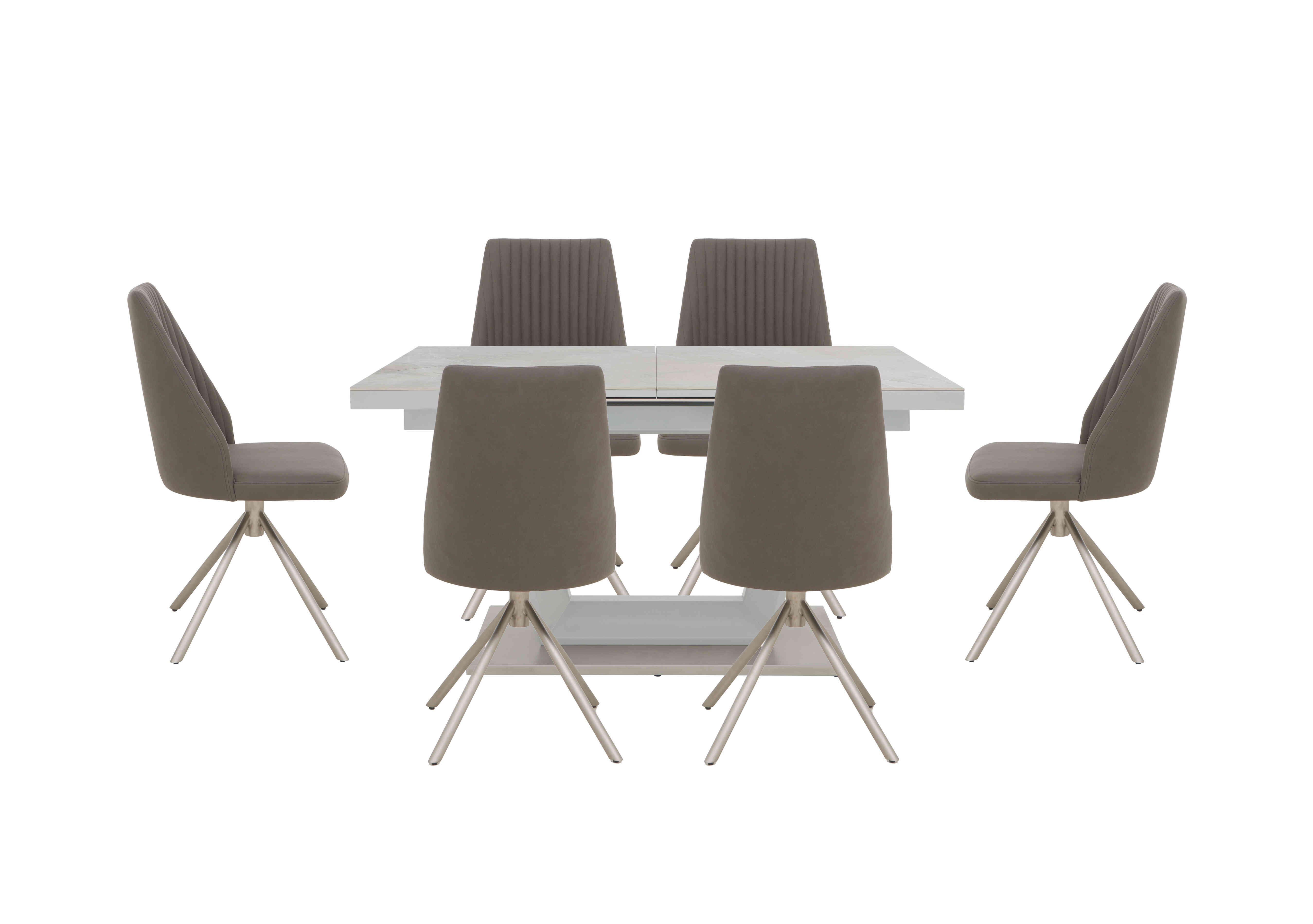 Grigio Small Extending Table with 6 Swivel Dining Chairs in  on Furniture Village