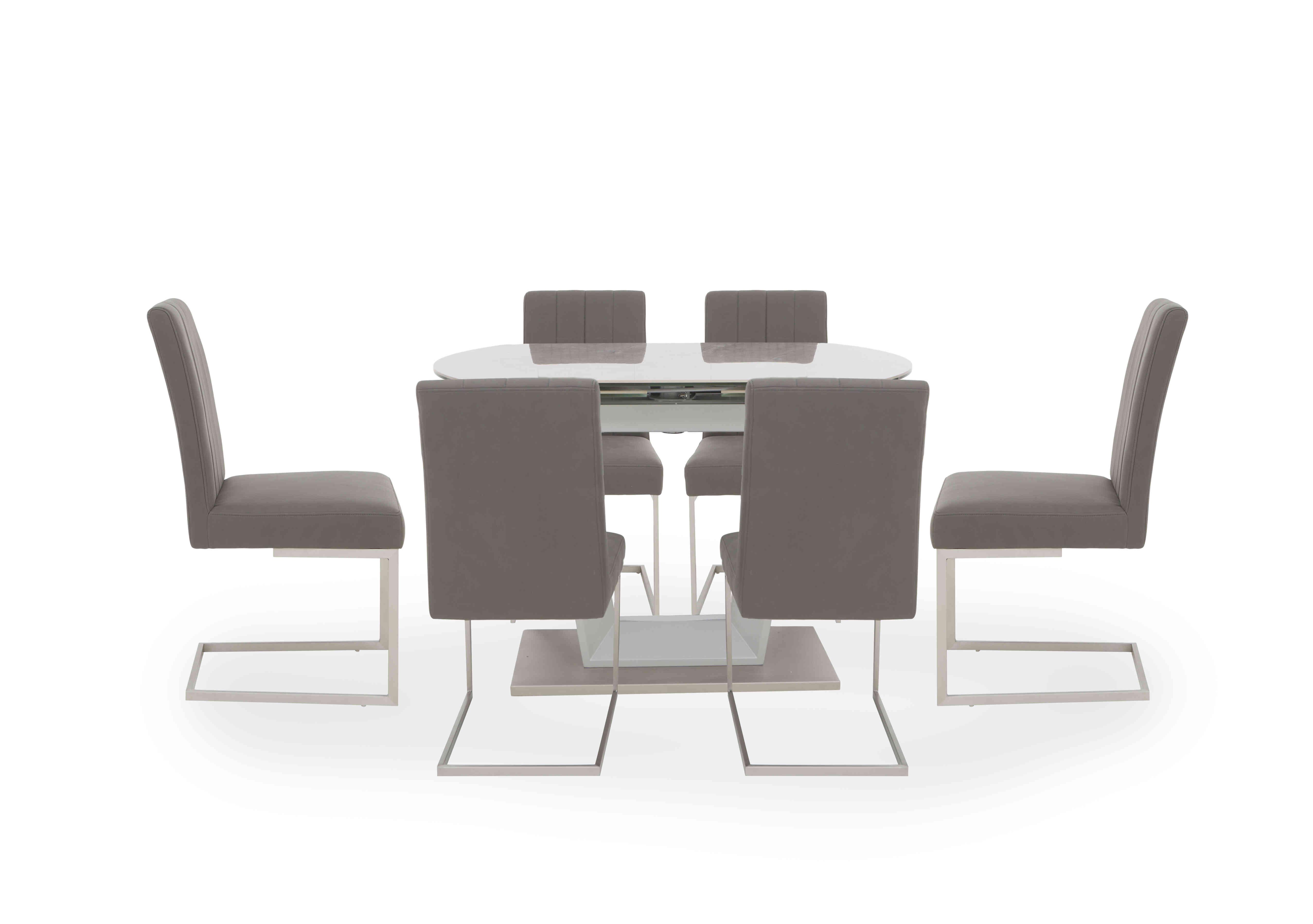 Grigio Swivel Dining Table with 6 Fixed Dining Chairs in  on Furniture Village