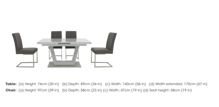 Grigio Small Extending Dining Table and 4 Dining Chairs in  on Furniture Village