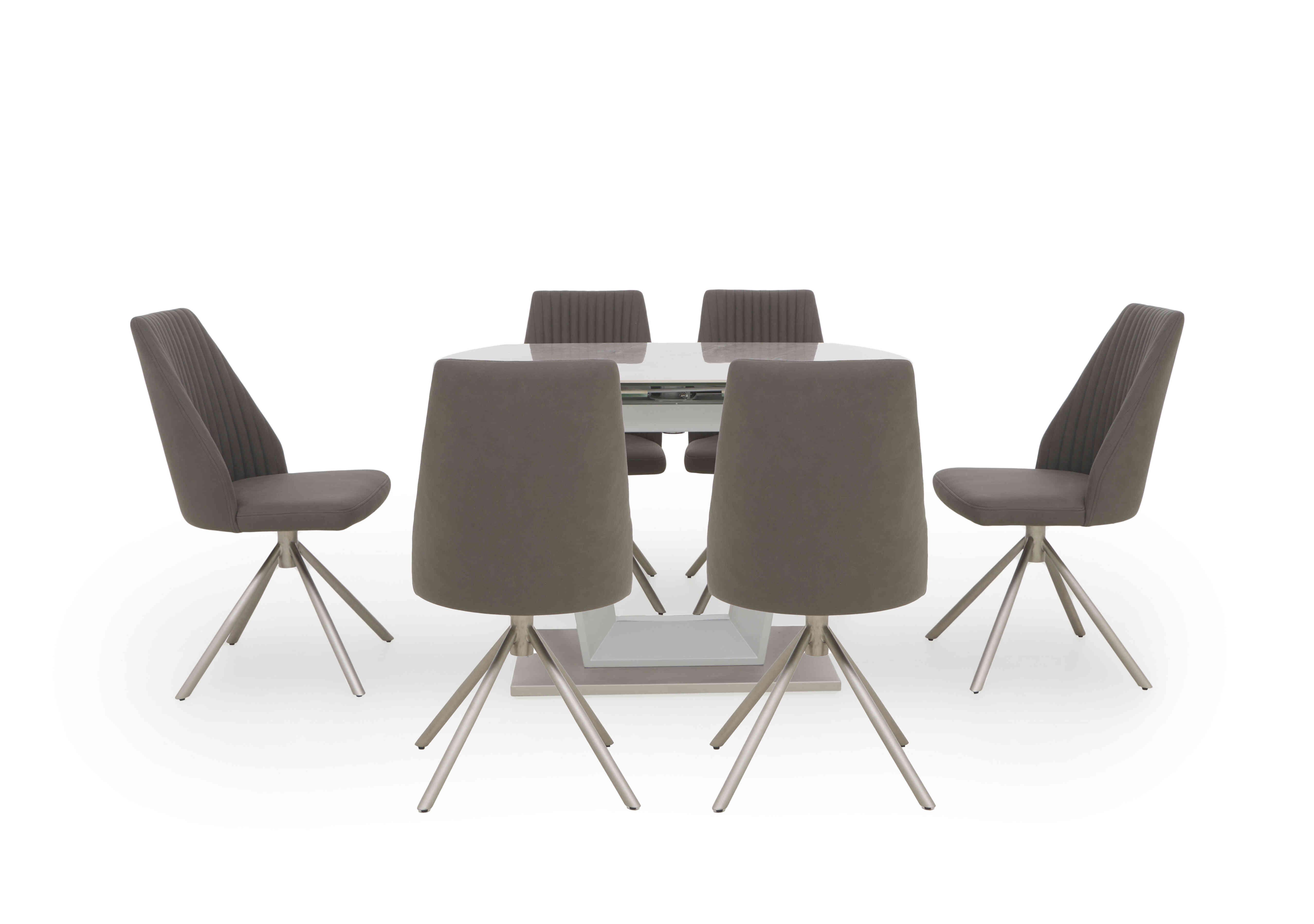 Grigio Swivel Extending Dining Table with 6 Swivel Dining Chairs in  on Furniture Village