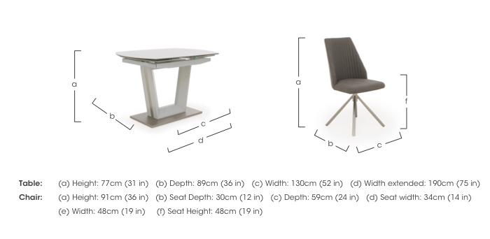Grigio Swivel Extending Dining Table with 6 Swivel Dining Chairs in  on Furniture Village