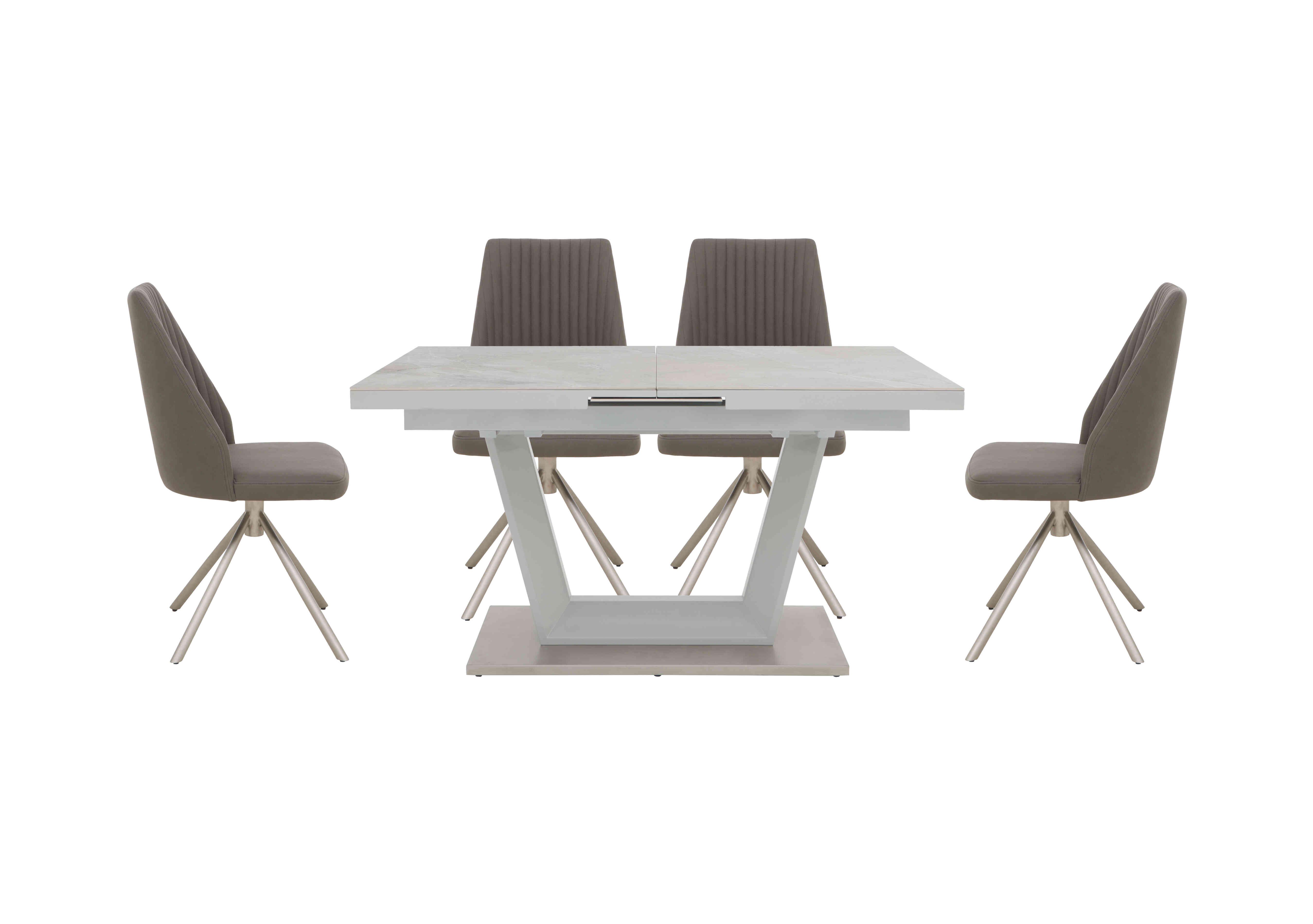 Grigio Small Extending Table with 4 Swivel Dining Chairs in  on Furniture Village